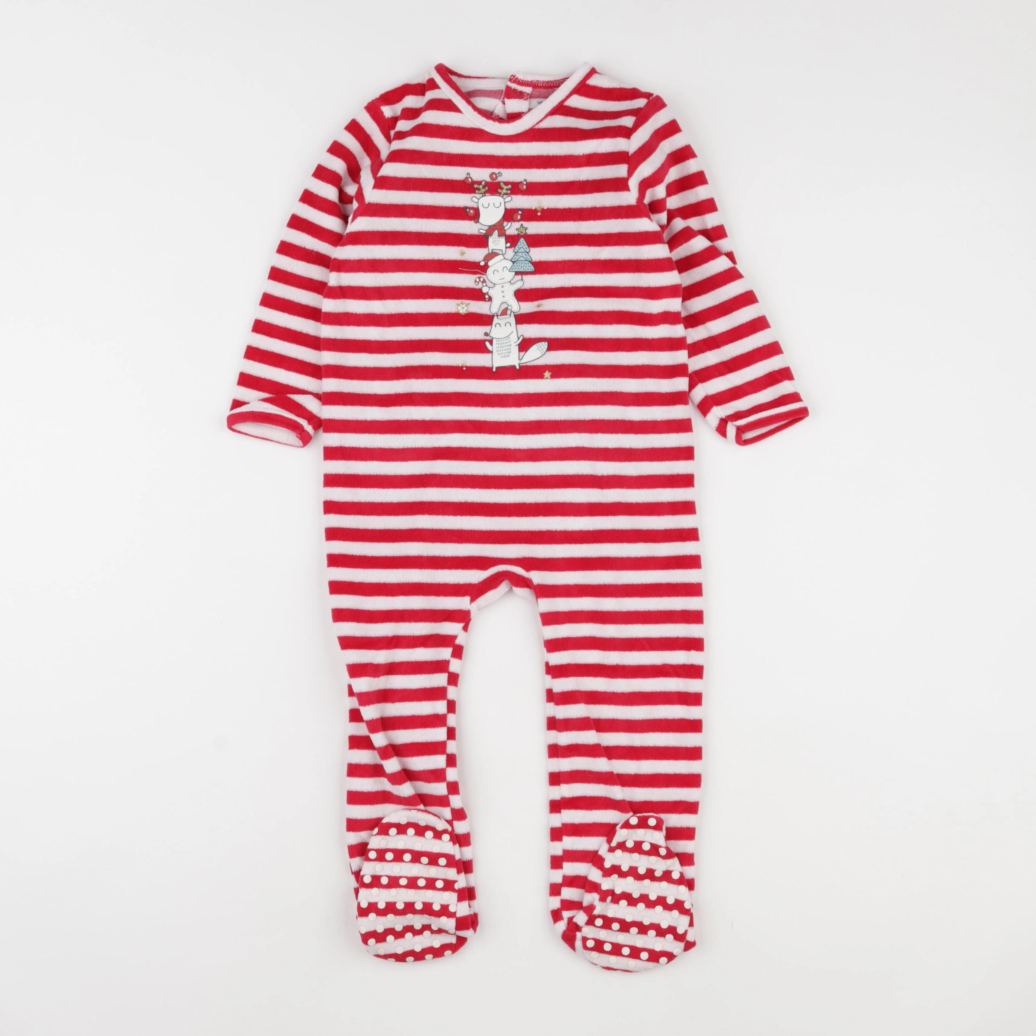 Vertbaudet - pyjama velours rouge, blanc - 2 ans