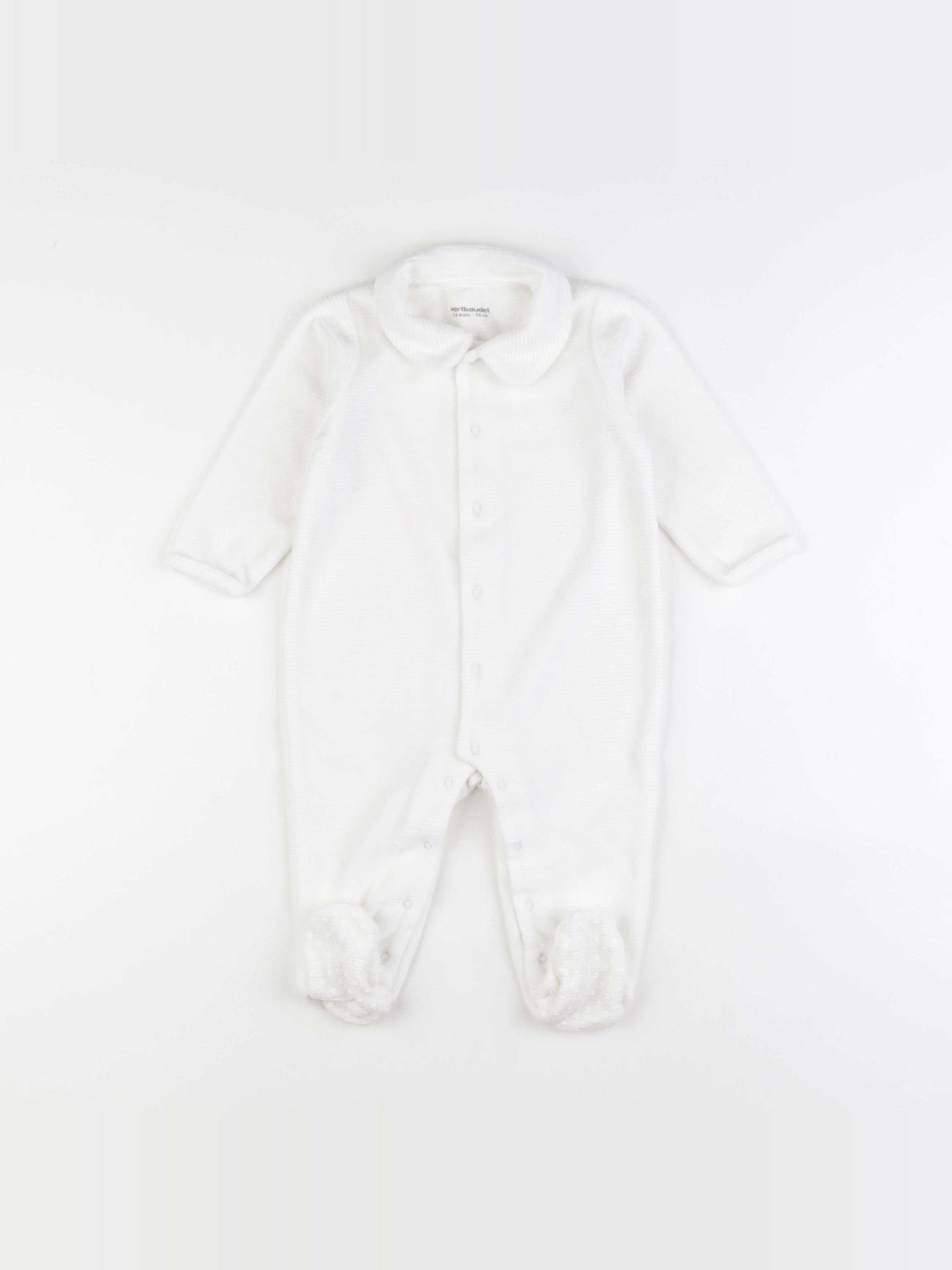 Vertbaudet - pyjama velours blanc - 12 mois