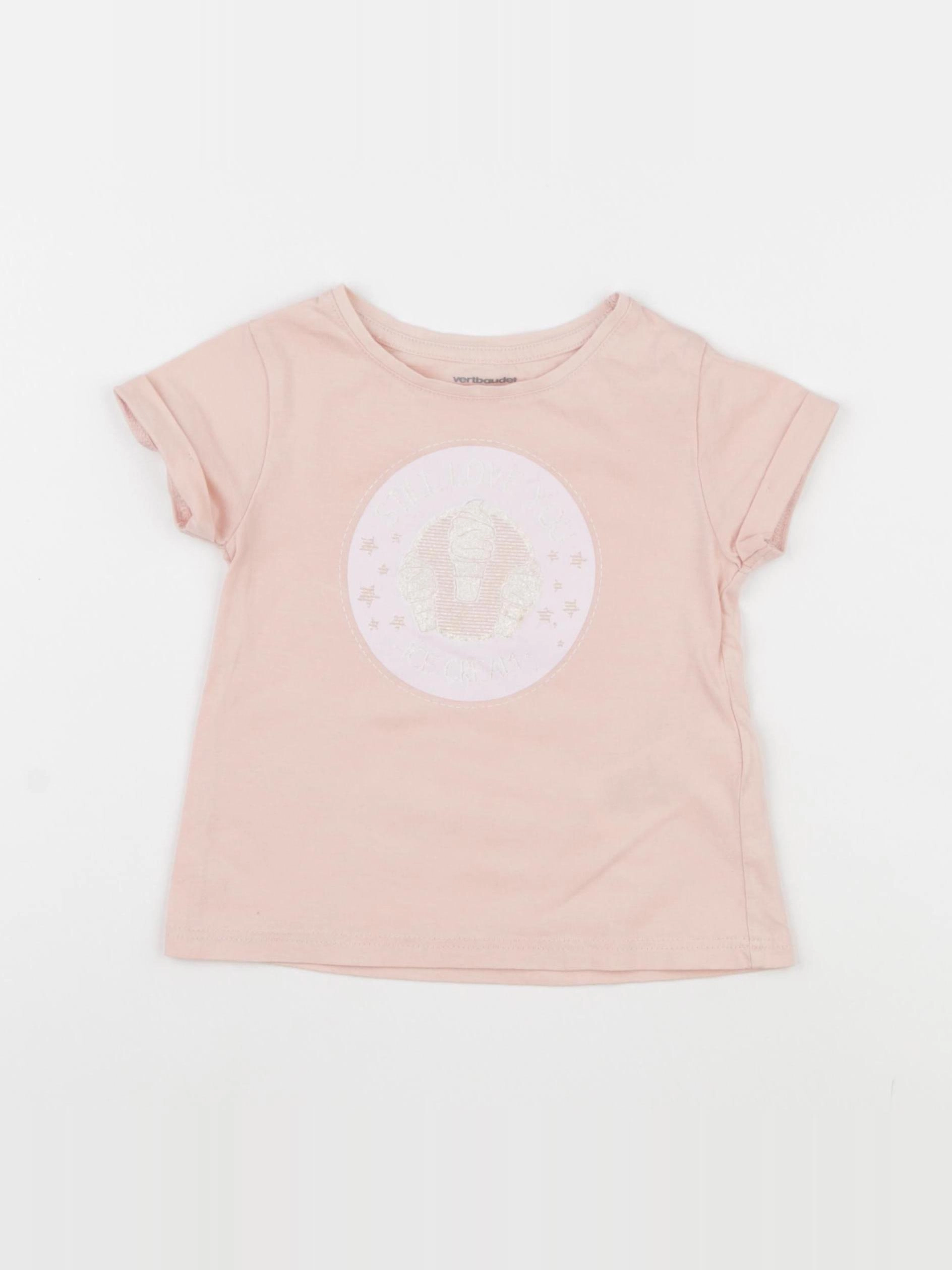 Vertbaudet - tee-shirt rose - 2 ans