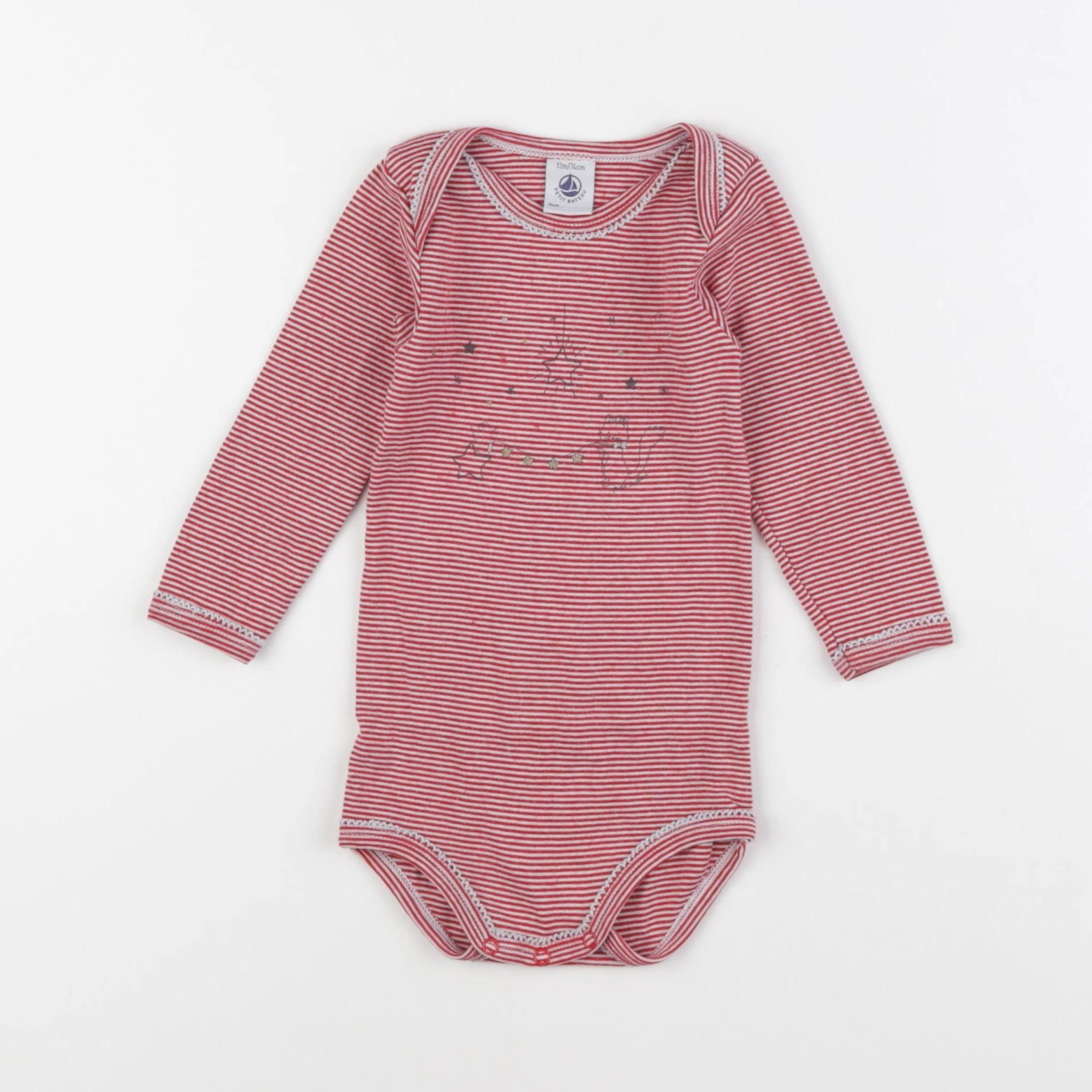 Petit Bateau - body rouge - 12 mois