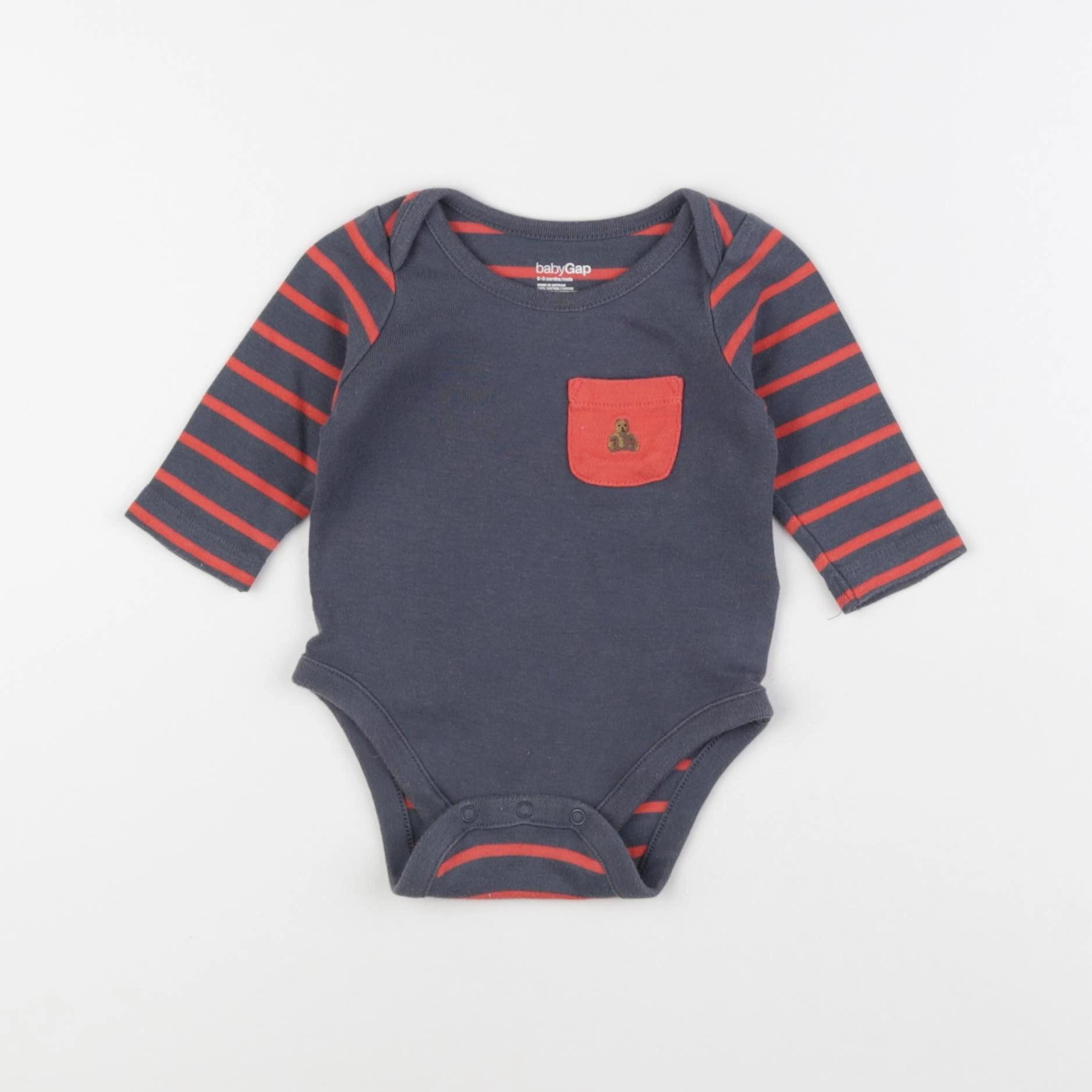 GAP - body gris - 0/3 mois