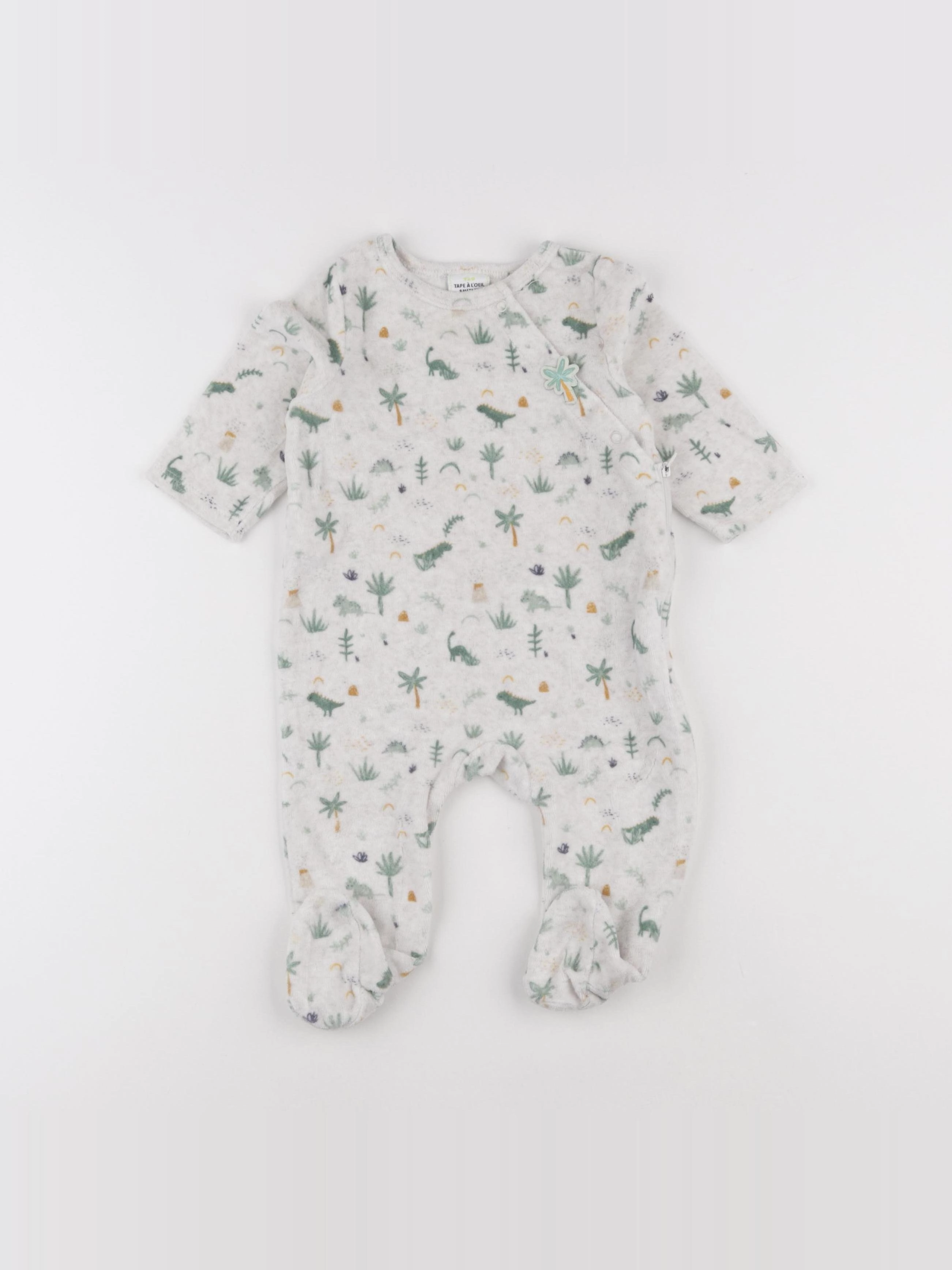 Tape à l'oeil - pyjama velours beige, vert - 9 mois