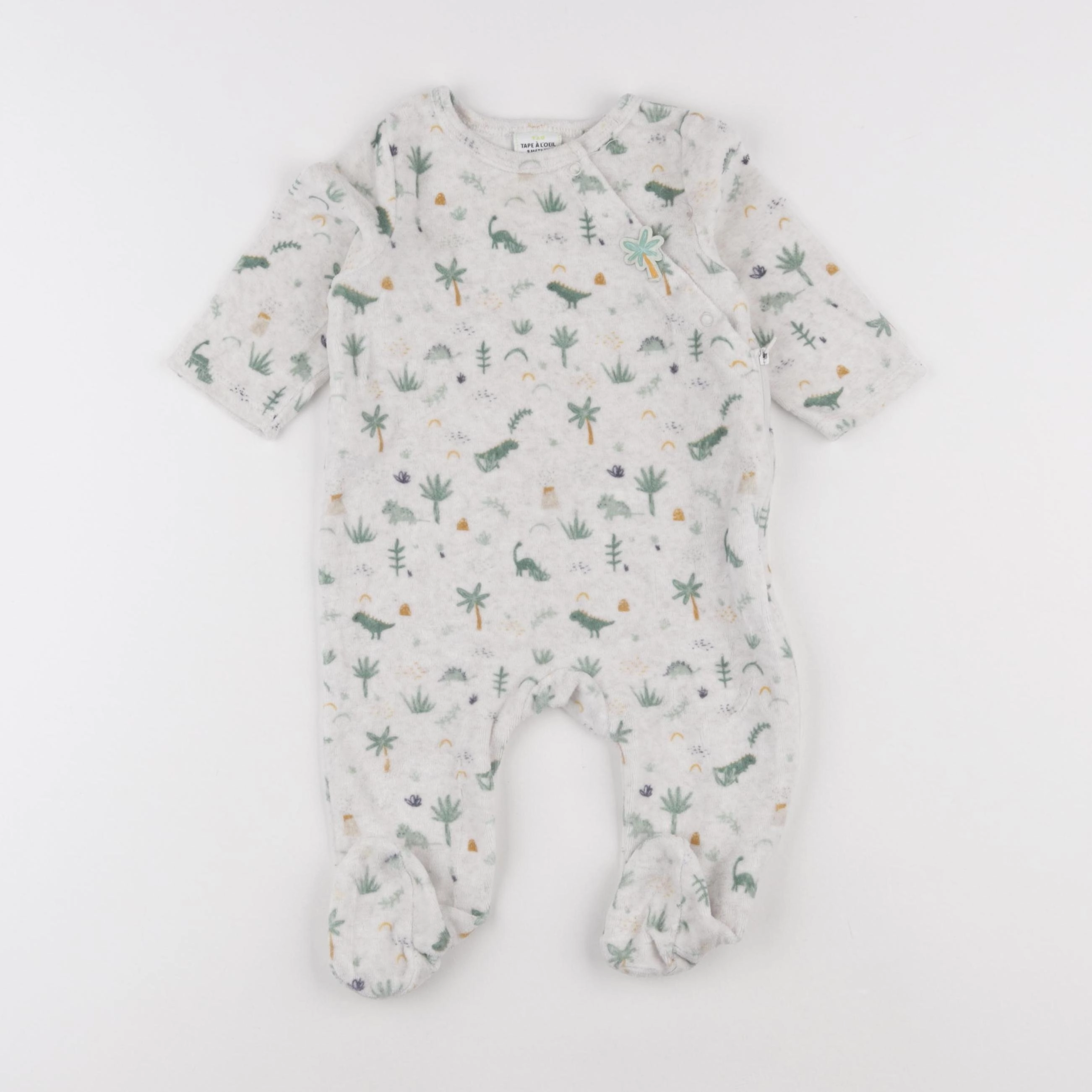 Tape à l'oeil - pyjama velours beige, vert - 9 mois