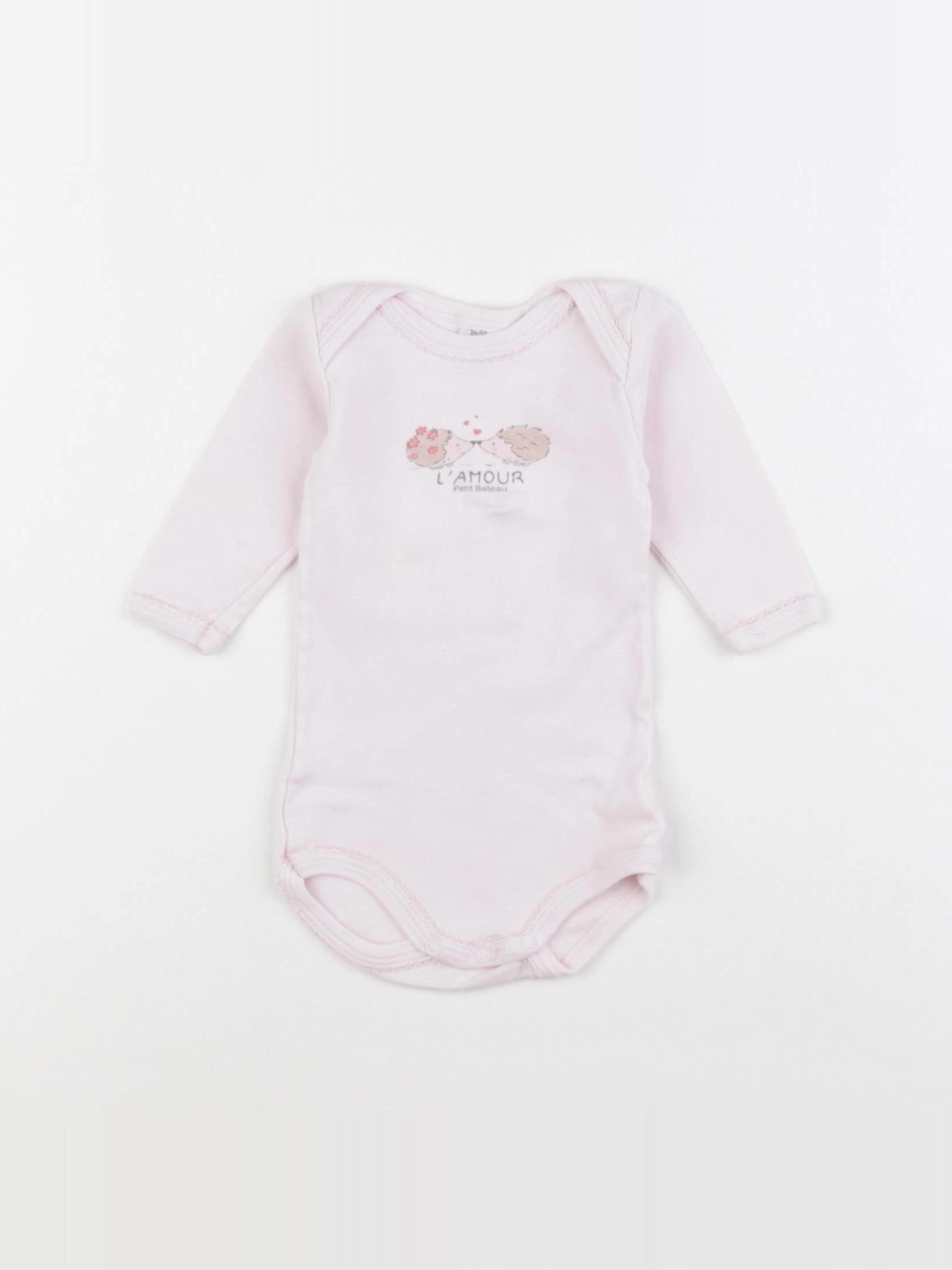 Petit Bateau - body rose - 3 mois