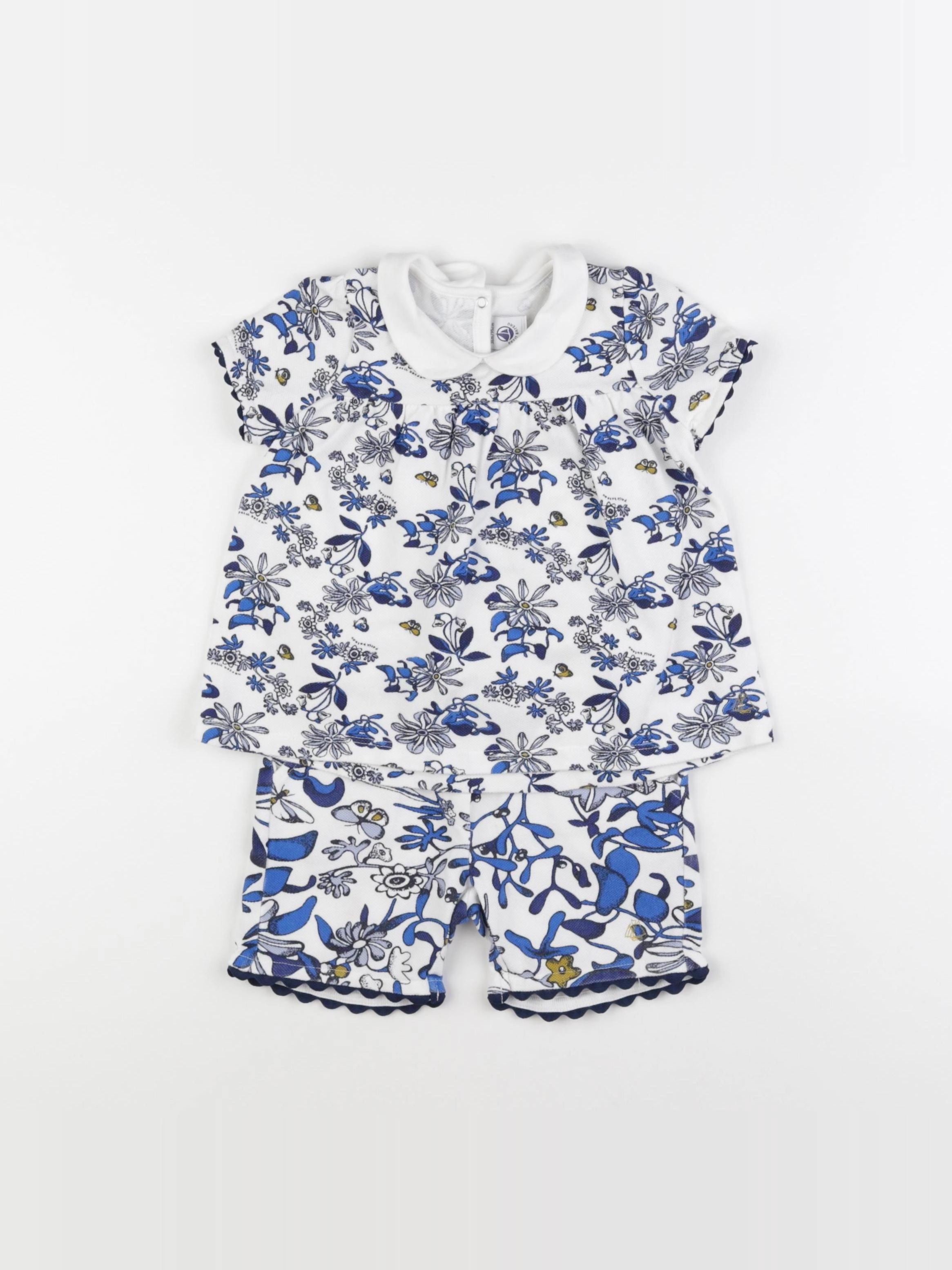 Petit Bateau - ensemble blanc, bleu - 3 ans