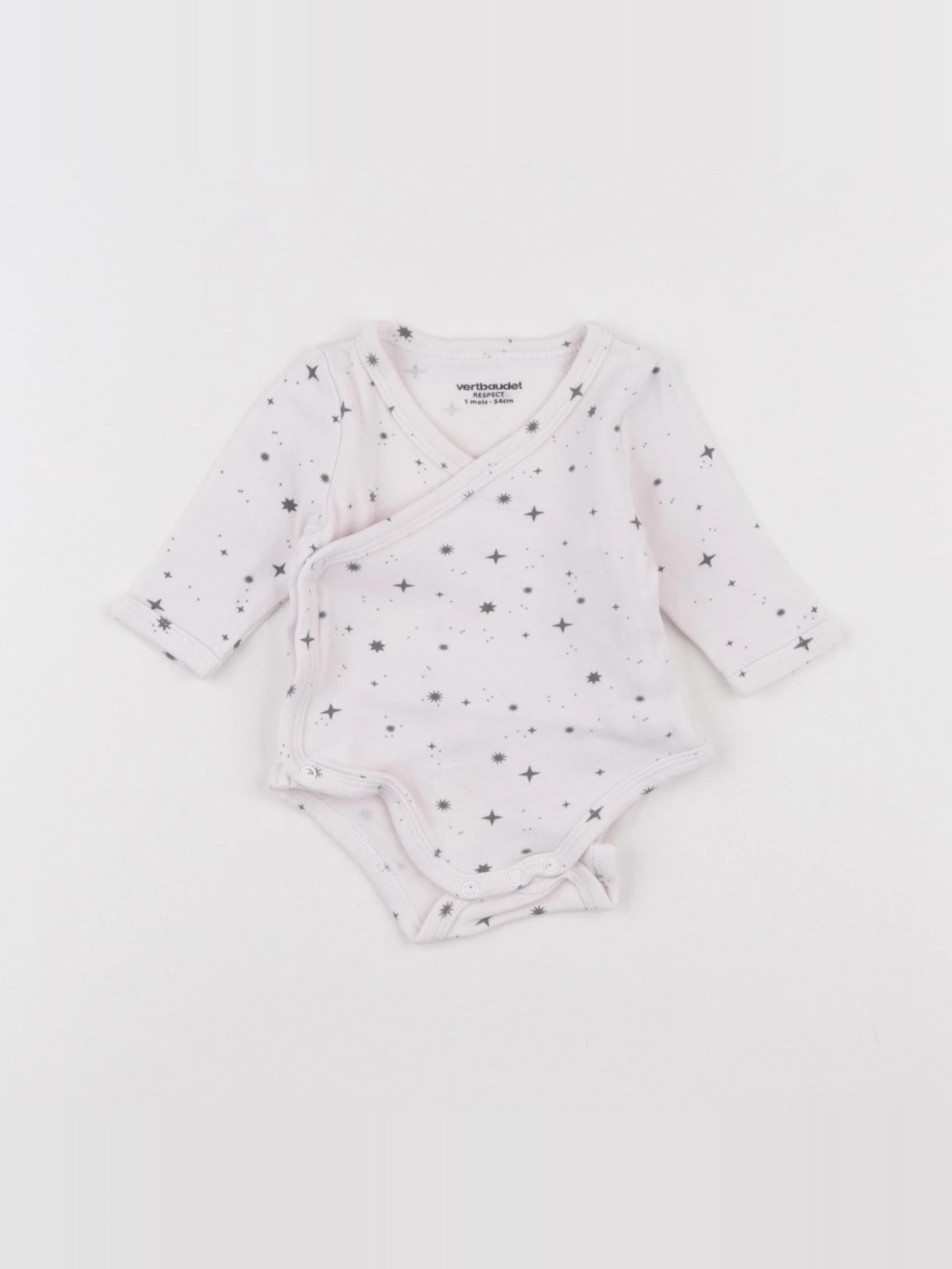 Vertbaudet - body blanc, noir - 1 mois