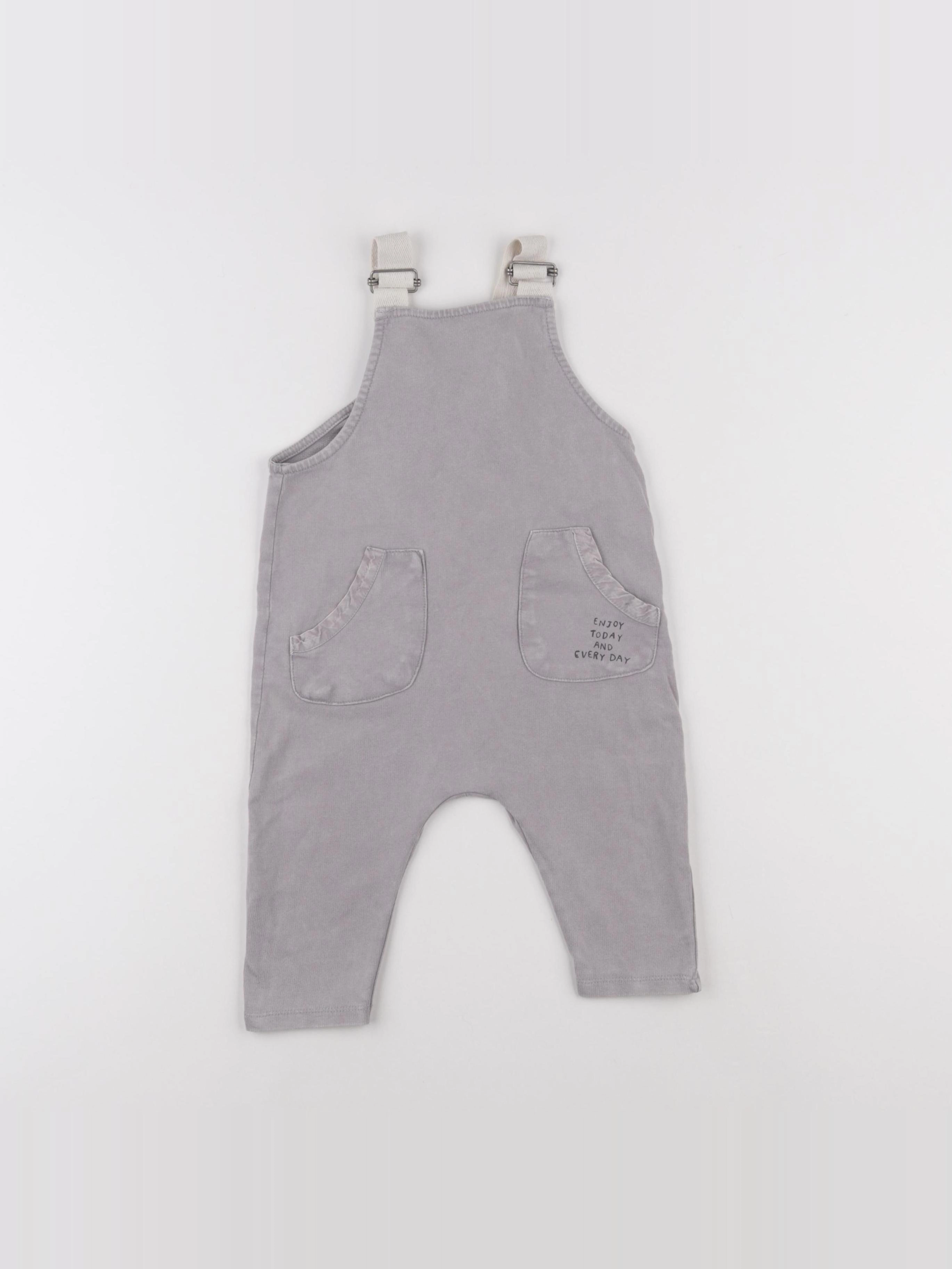 Zara - salopette gris - 6/9 mois