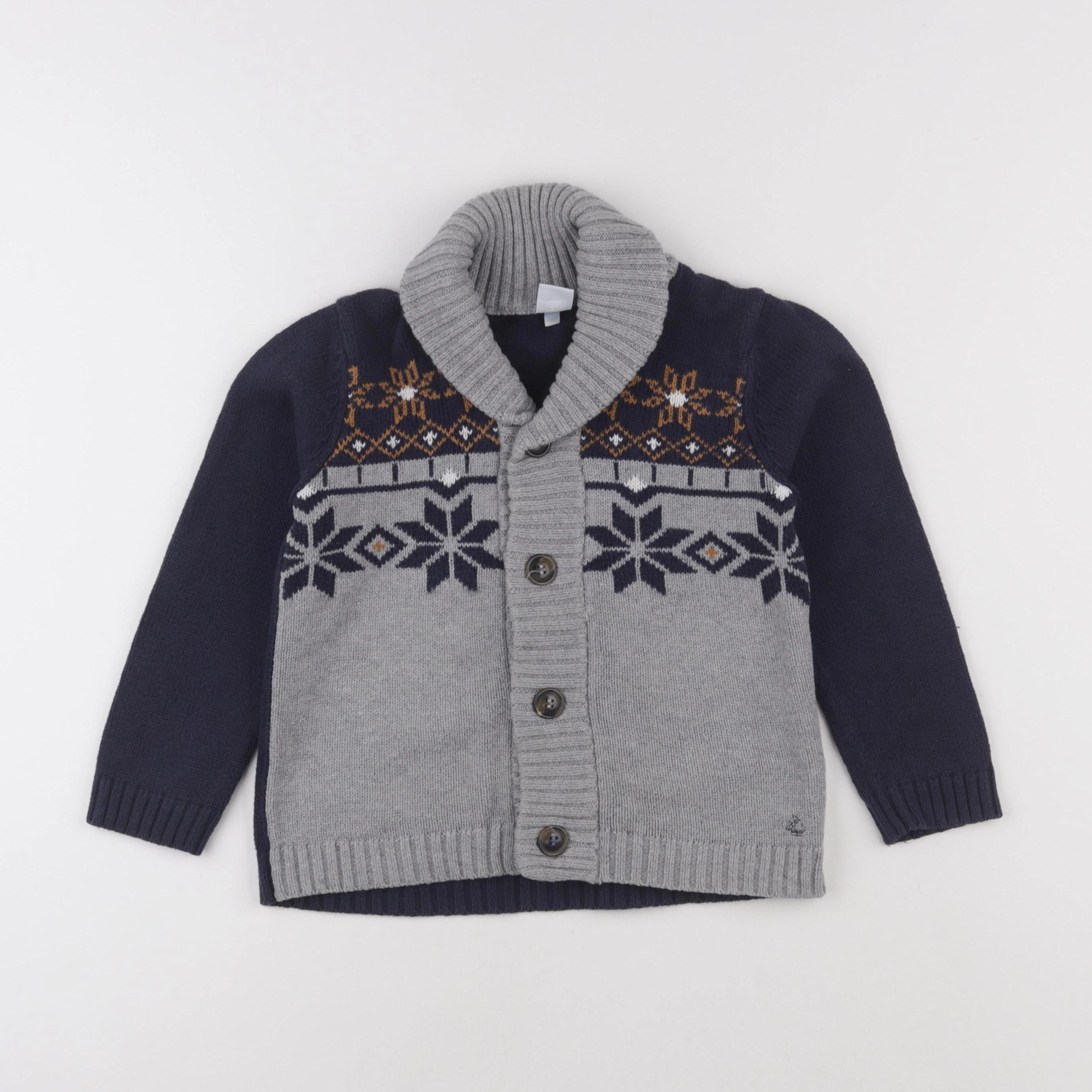 Petit Bateau - gilet gris, bleu - 6 ans