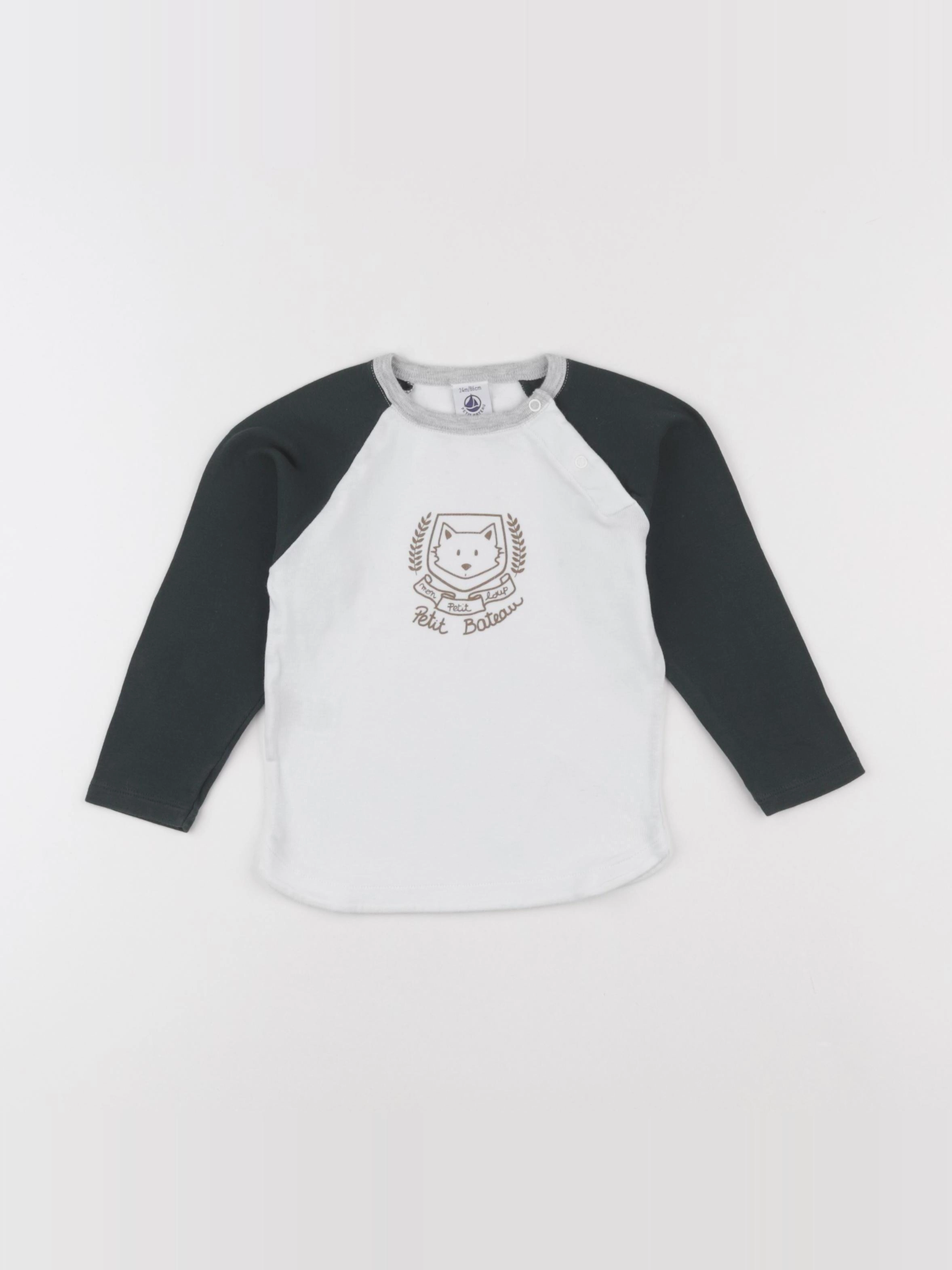 Petit Bateau - tee-shirt blanc, vert - 24 mois