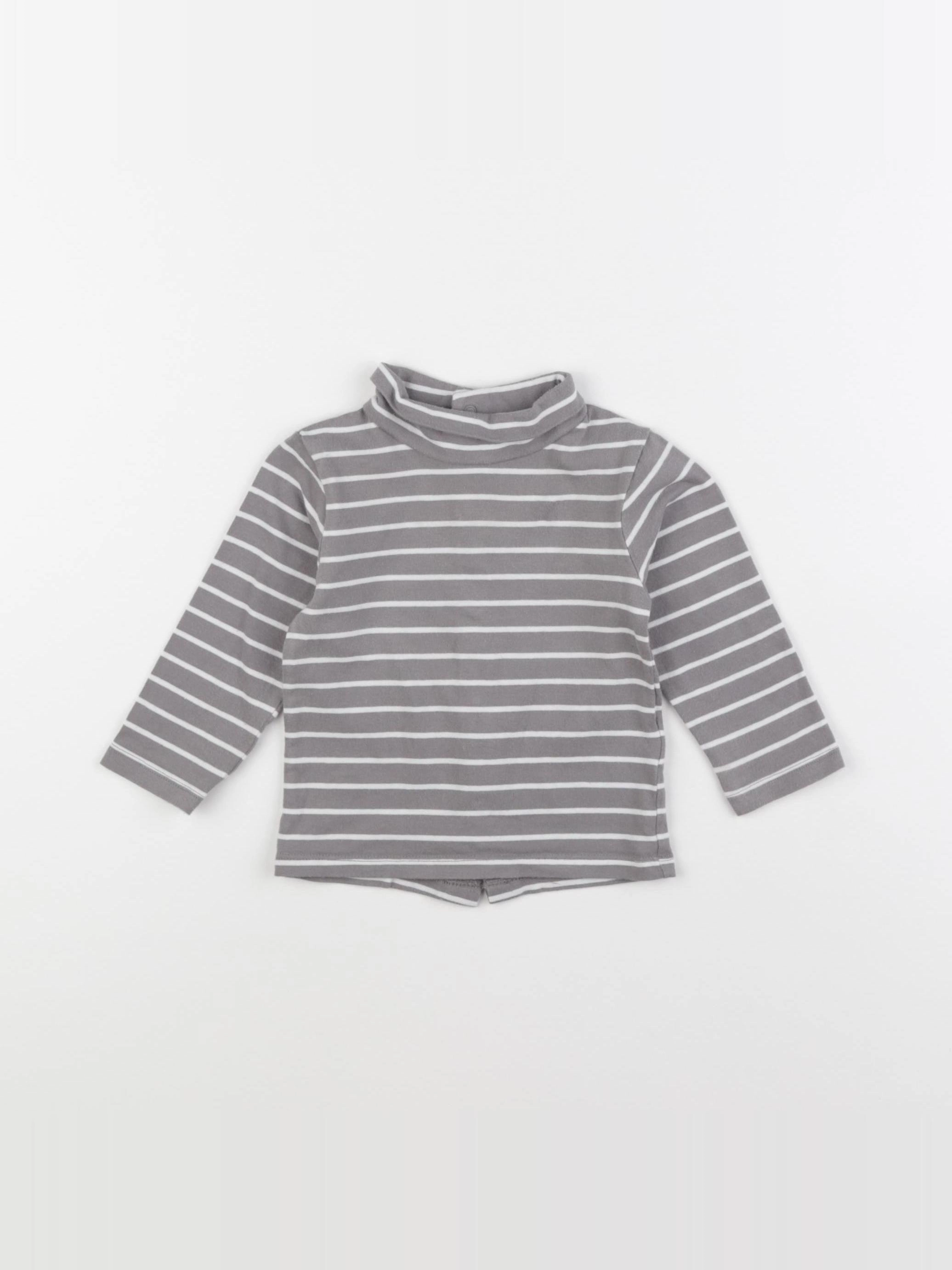 Vertbaudet - sous-pull gris - 9 mois