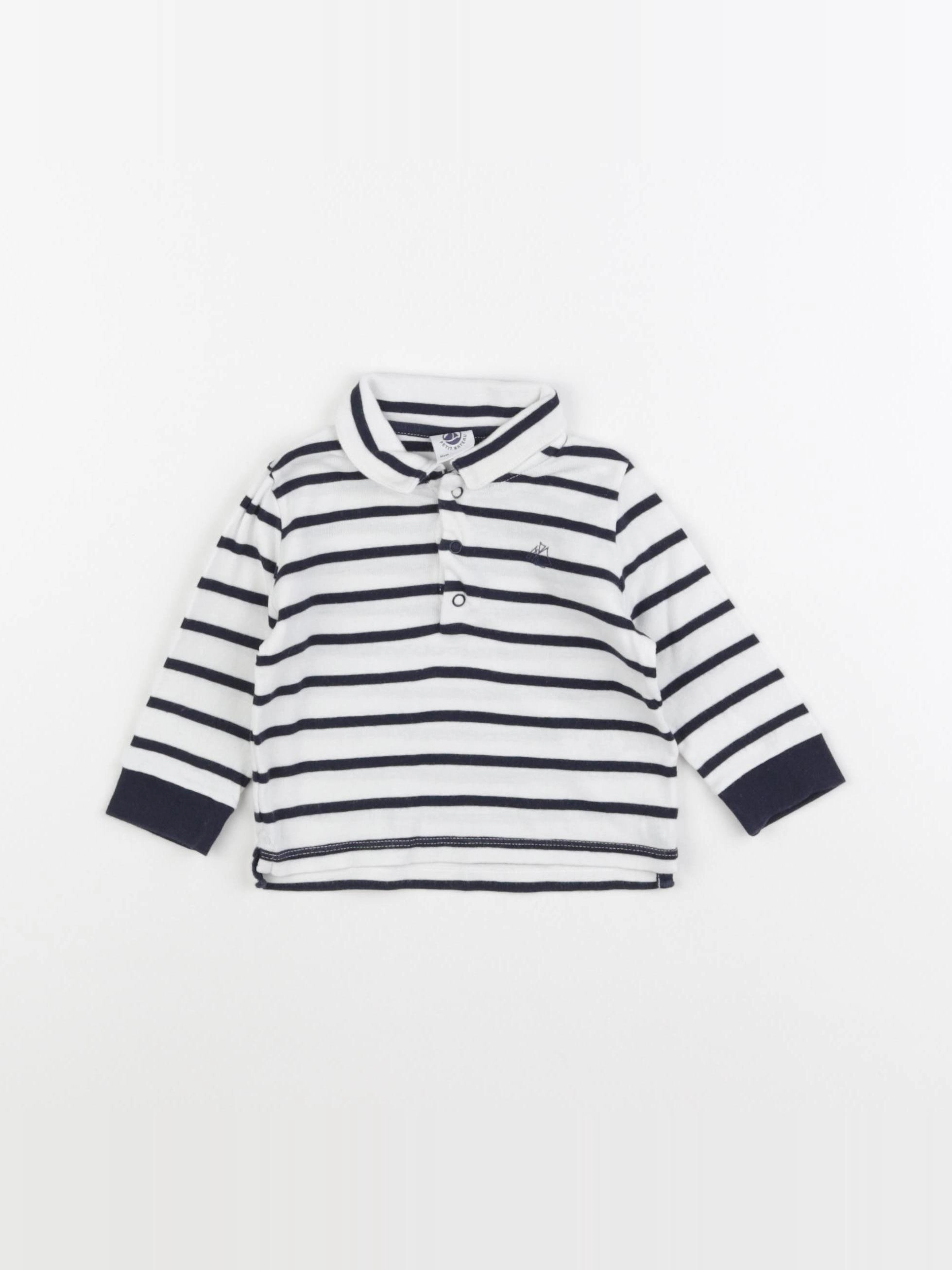 Petit Bateau - tee-shirt blanc, bleu - 6 mois