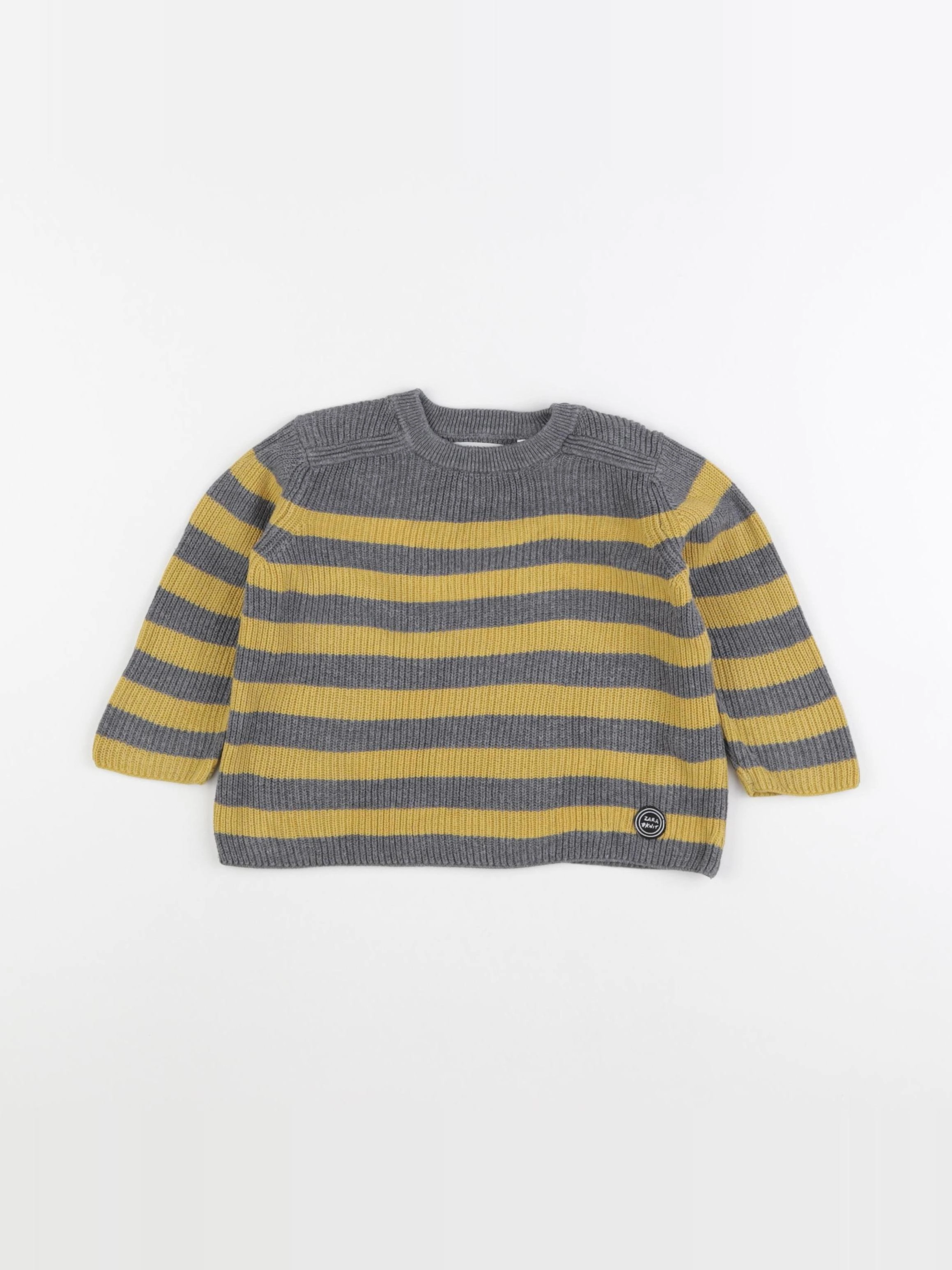 Zara - pull gris - 6/9 mois