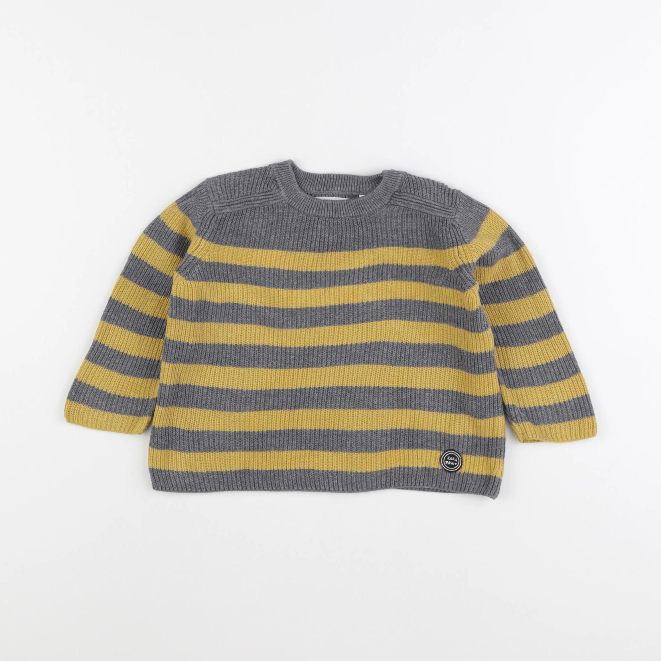 Zara - pull gris - 6/9 mois