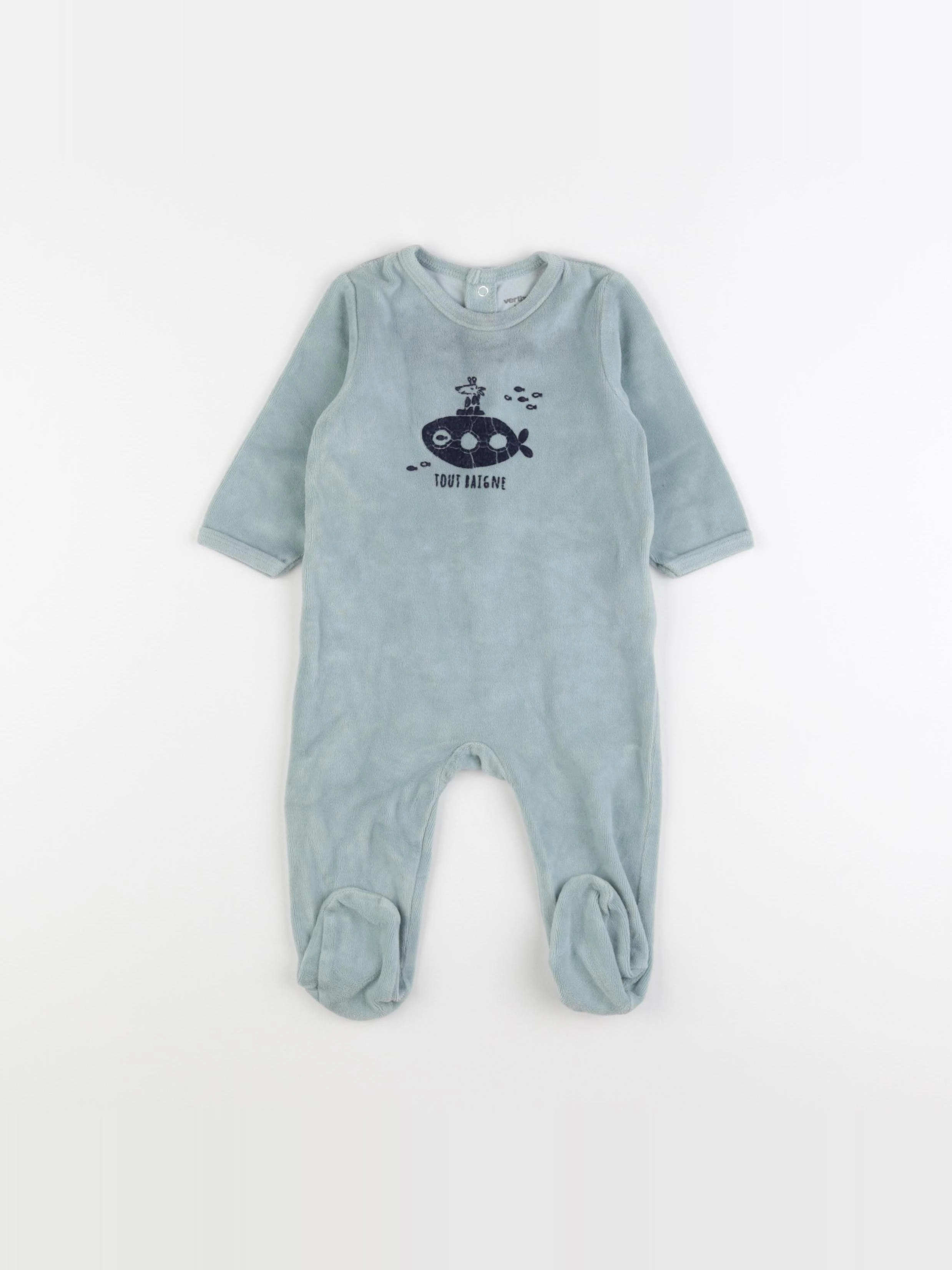 Vertbaudet - pyjama velours bleu - 6 mois
