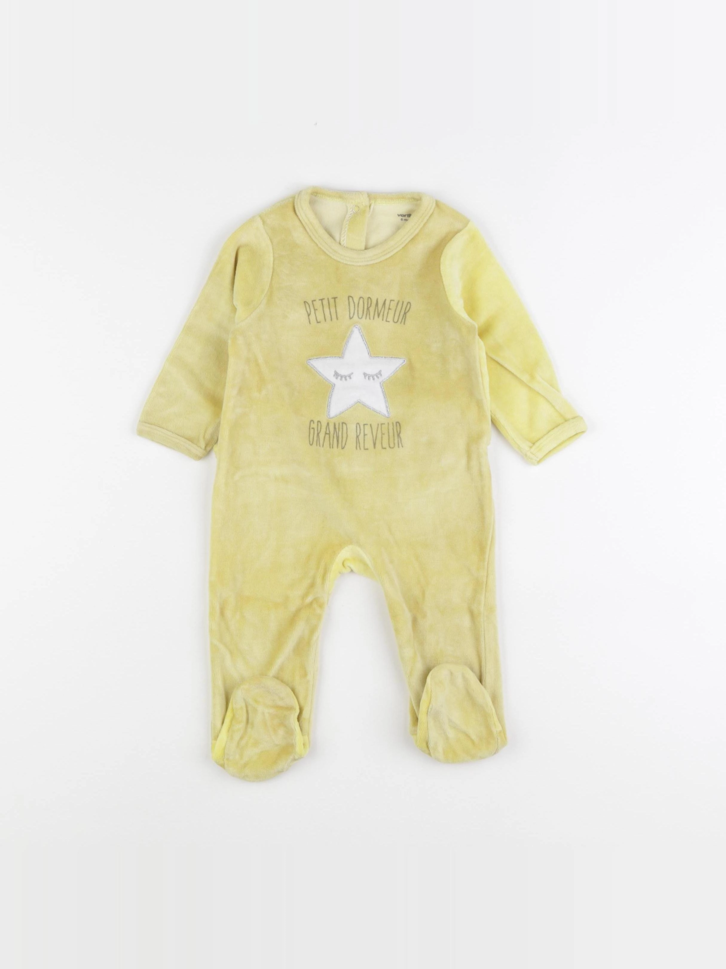 Vertbaudet - pyjama velours jaune - 6 mois