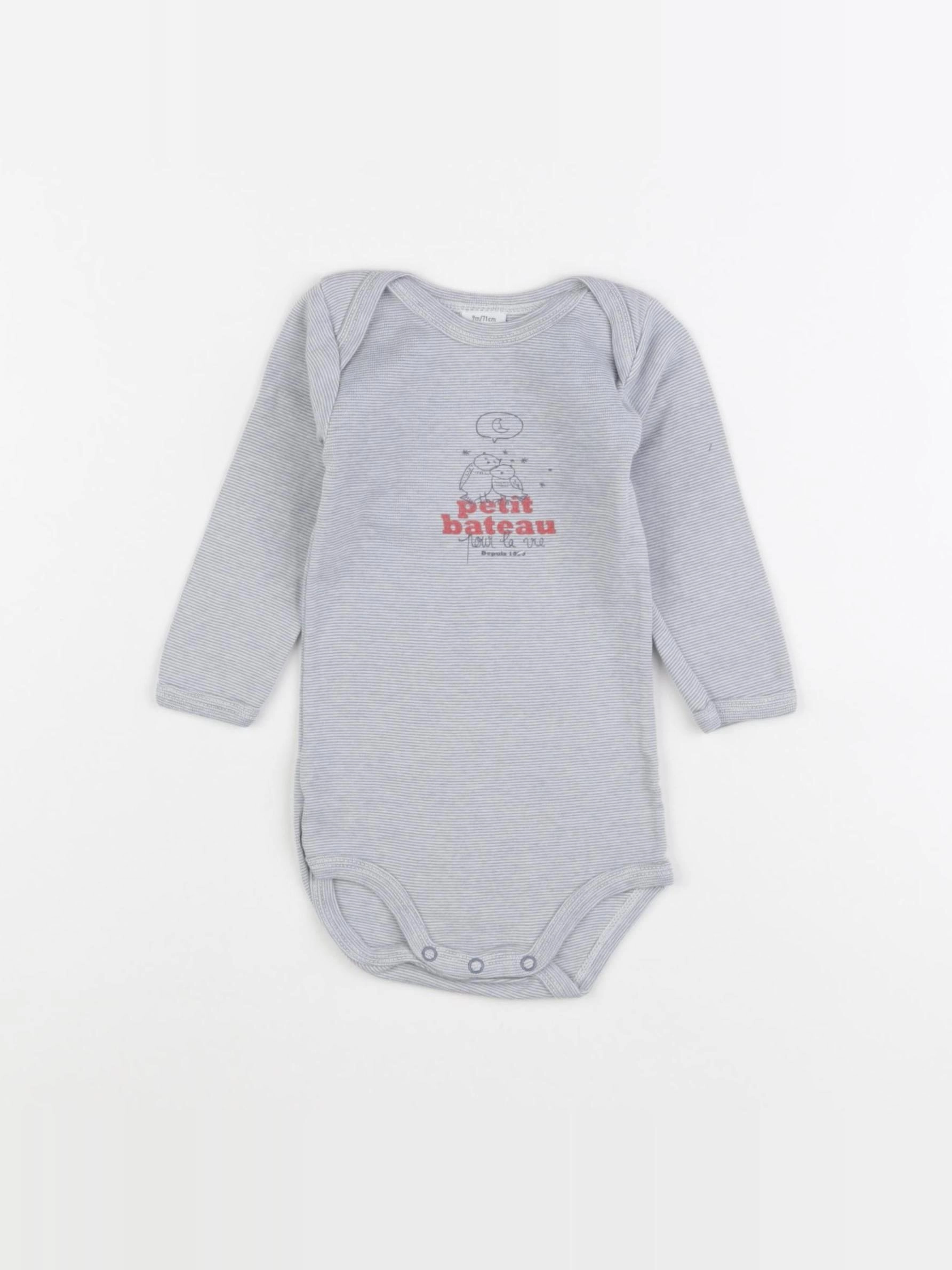 Petit Bateau - body bleu - 9 mois
