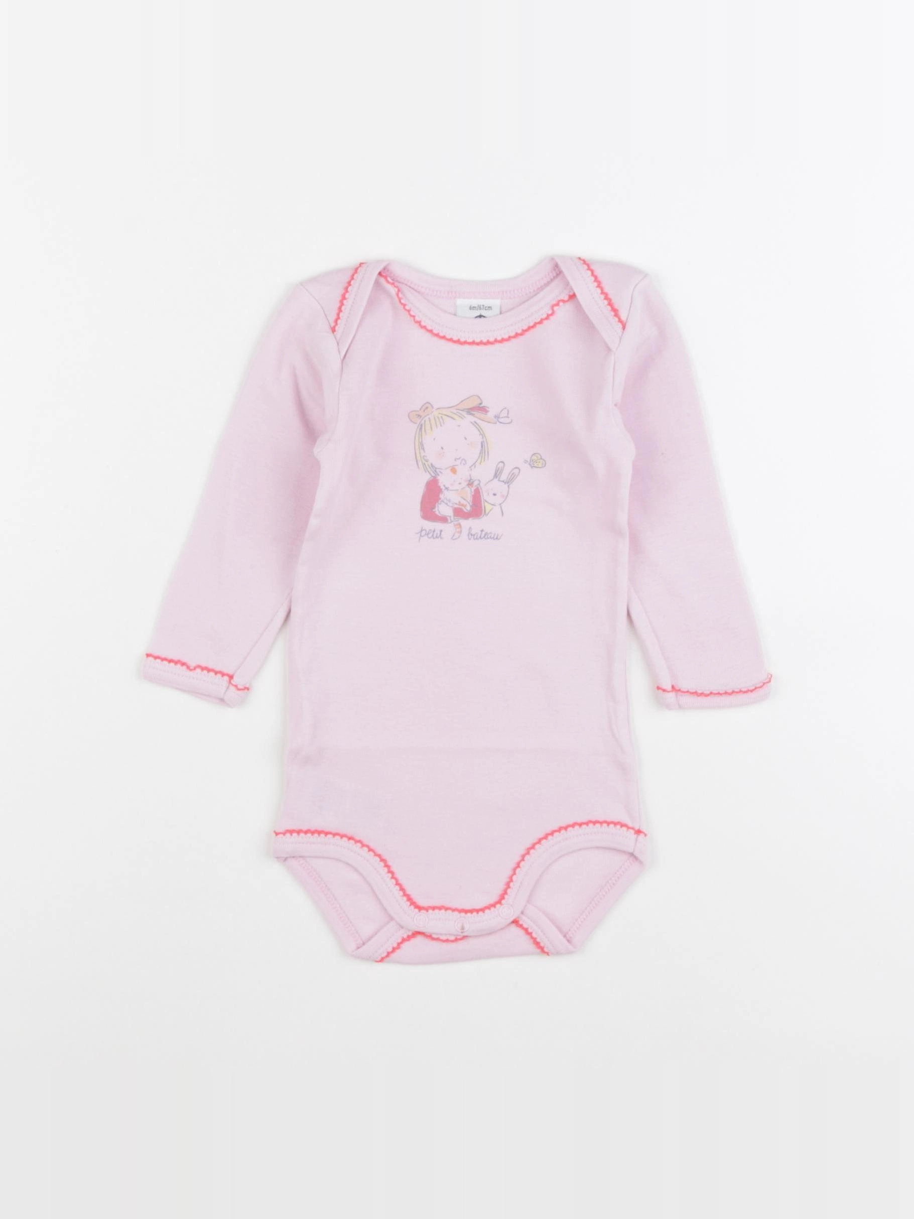Petit Bateau - body rose - 6 mois