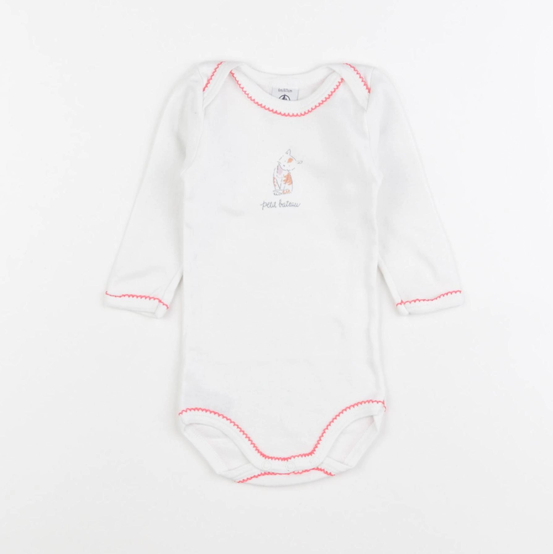 Petit Bateau - body blanc - 6 mois