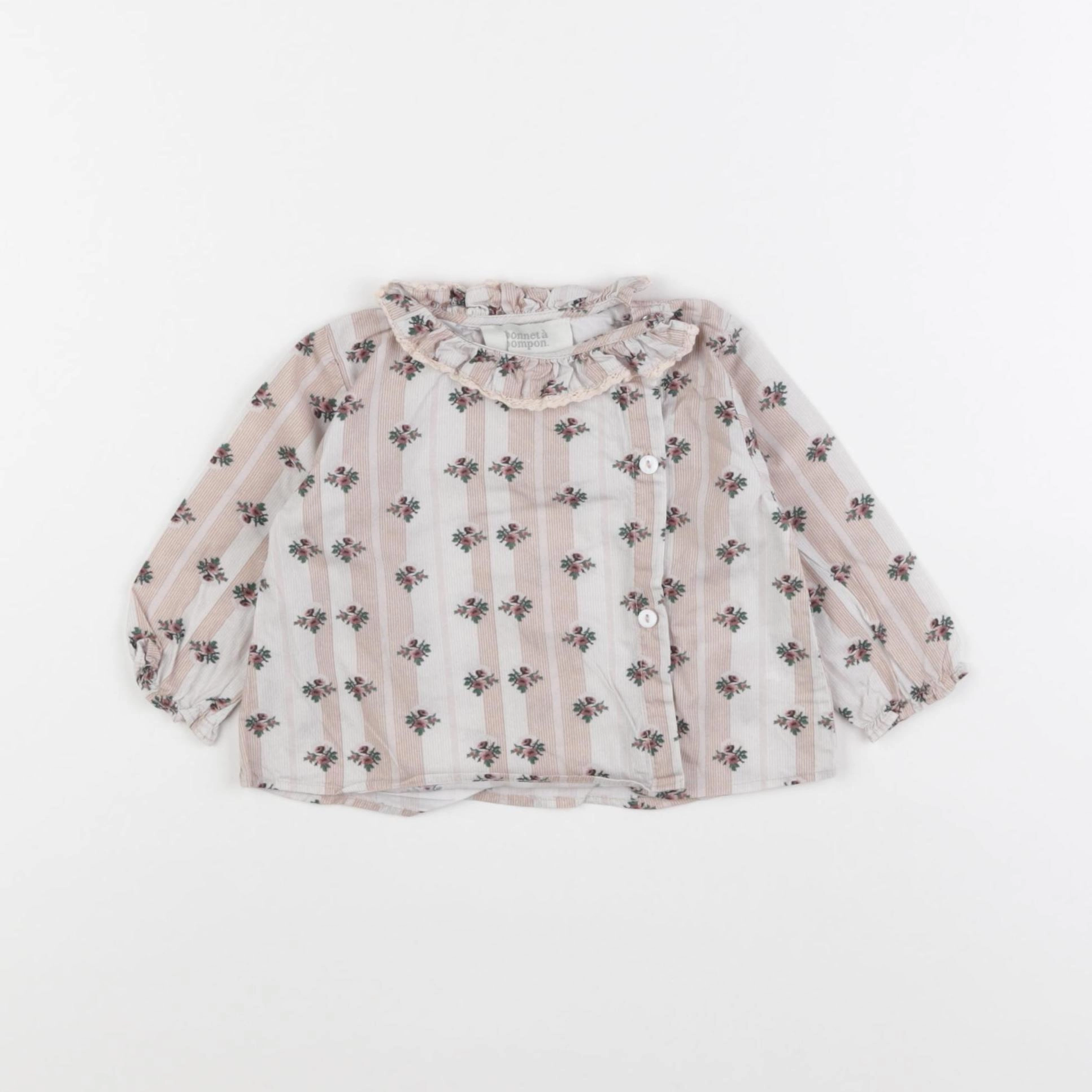 Bonnet à Pompon - blouse beige - 3 mois