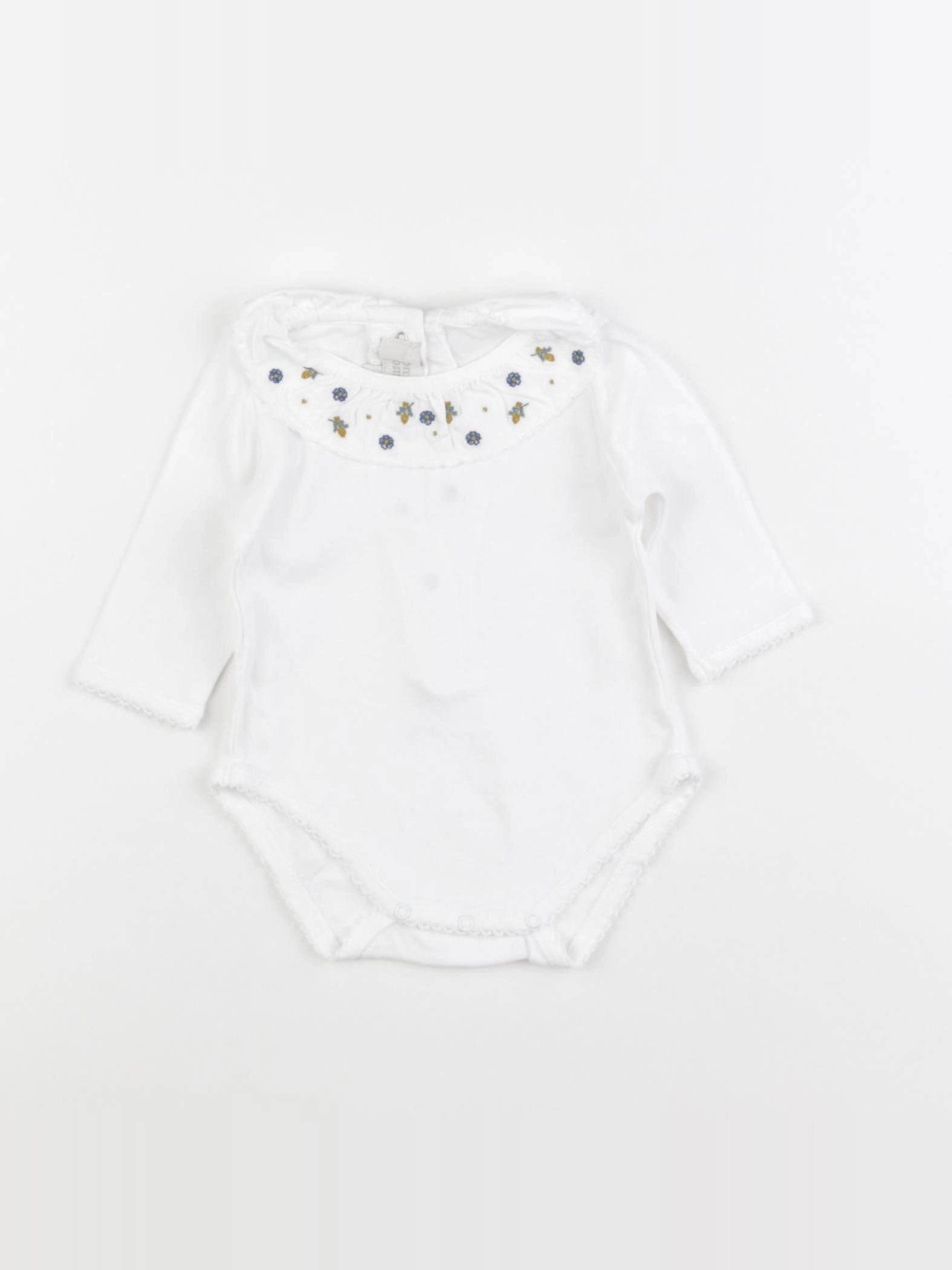 Bonnet à Pompon - body blanc - 3 mois