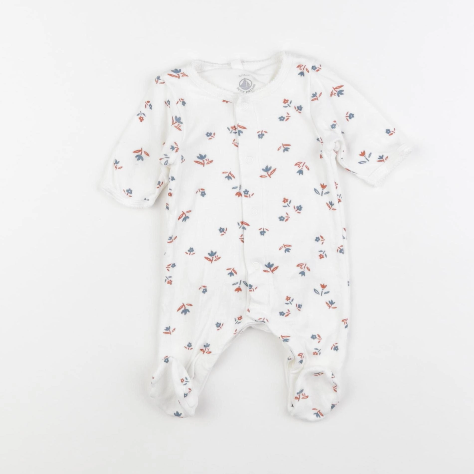 Petit Bateau - pyjama coton blanc - 0 mois