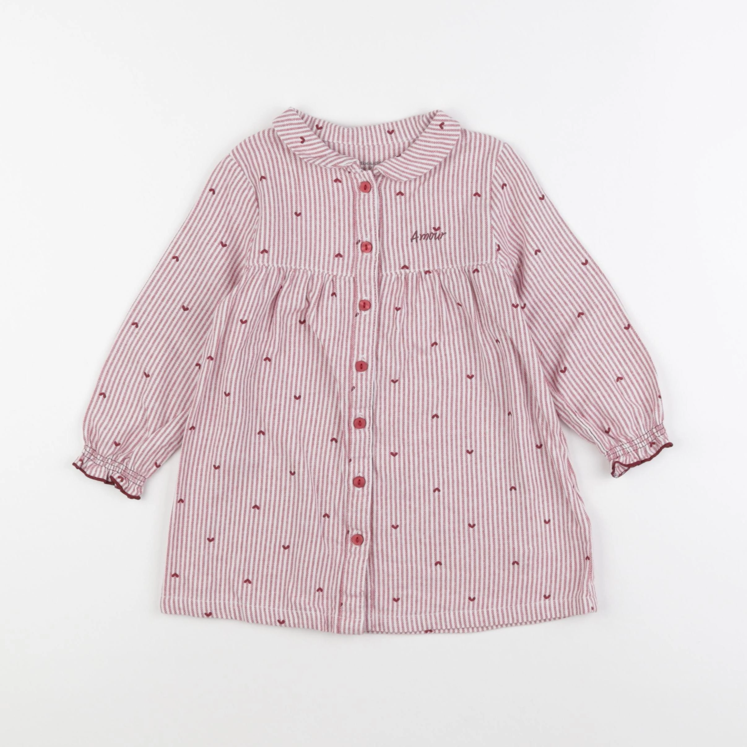 Vertbaudet - chemise de nuit coton blanc, rouge - 3 ans