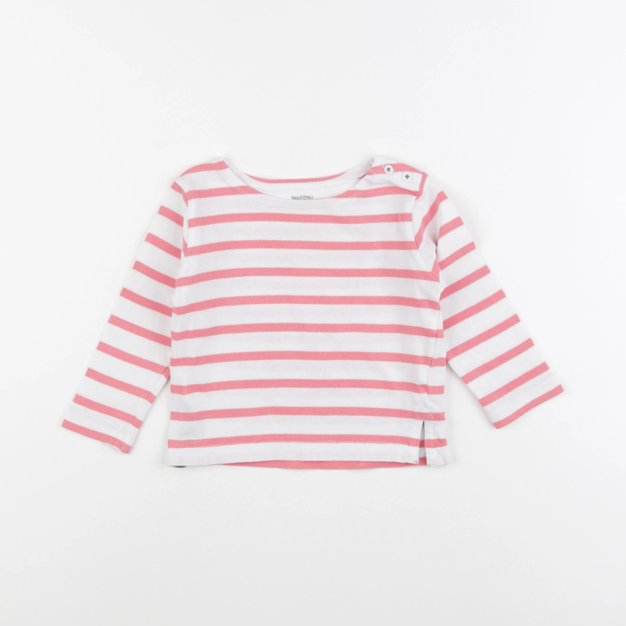 Boutchou - tee-shirt blanc, rose - 12 mois