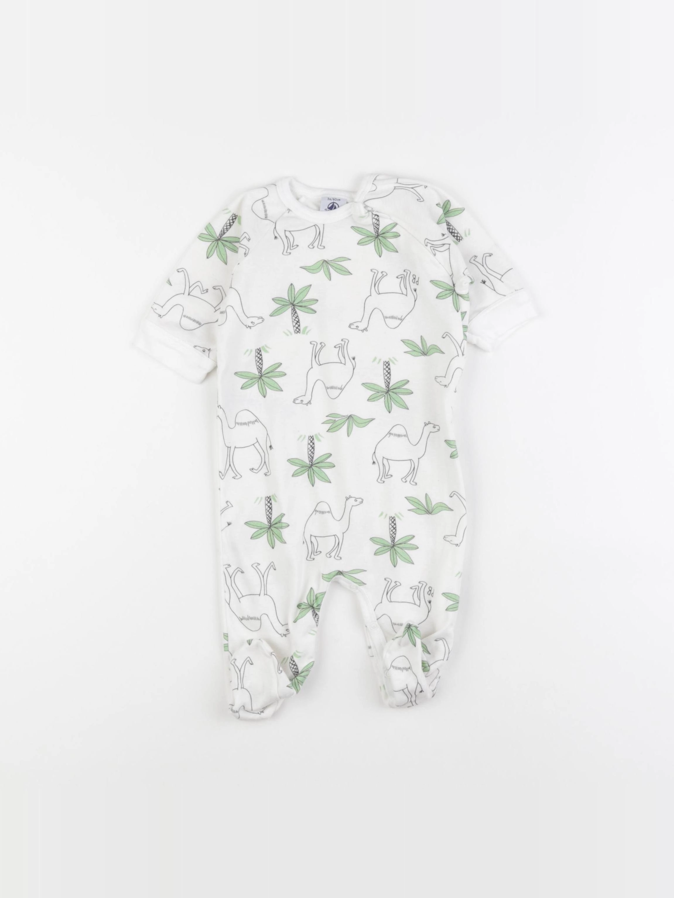 Petit Bateau - pyjama coton blanc - 3 mois