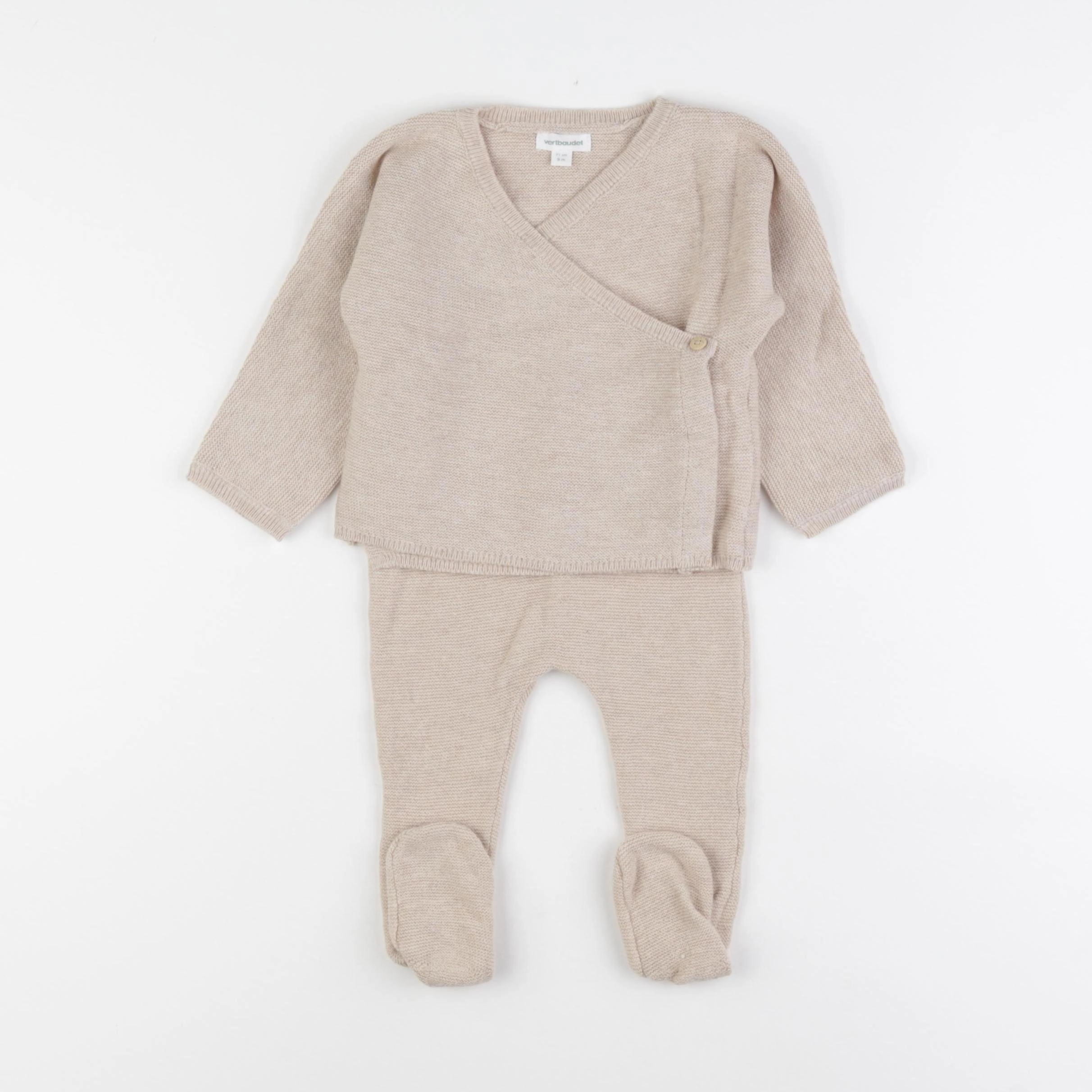 Vertbaudet - ensemble beige - 9 mois