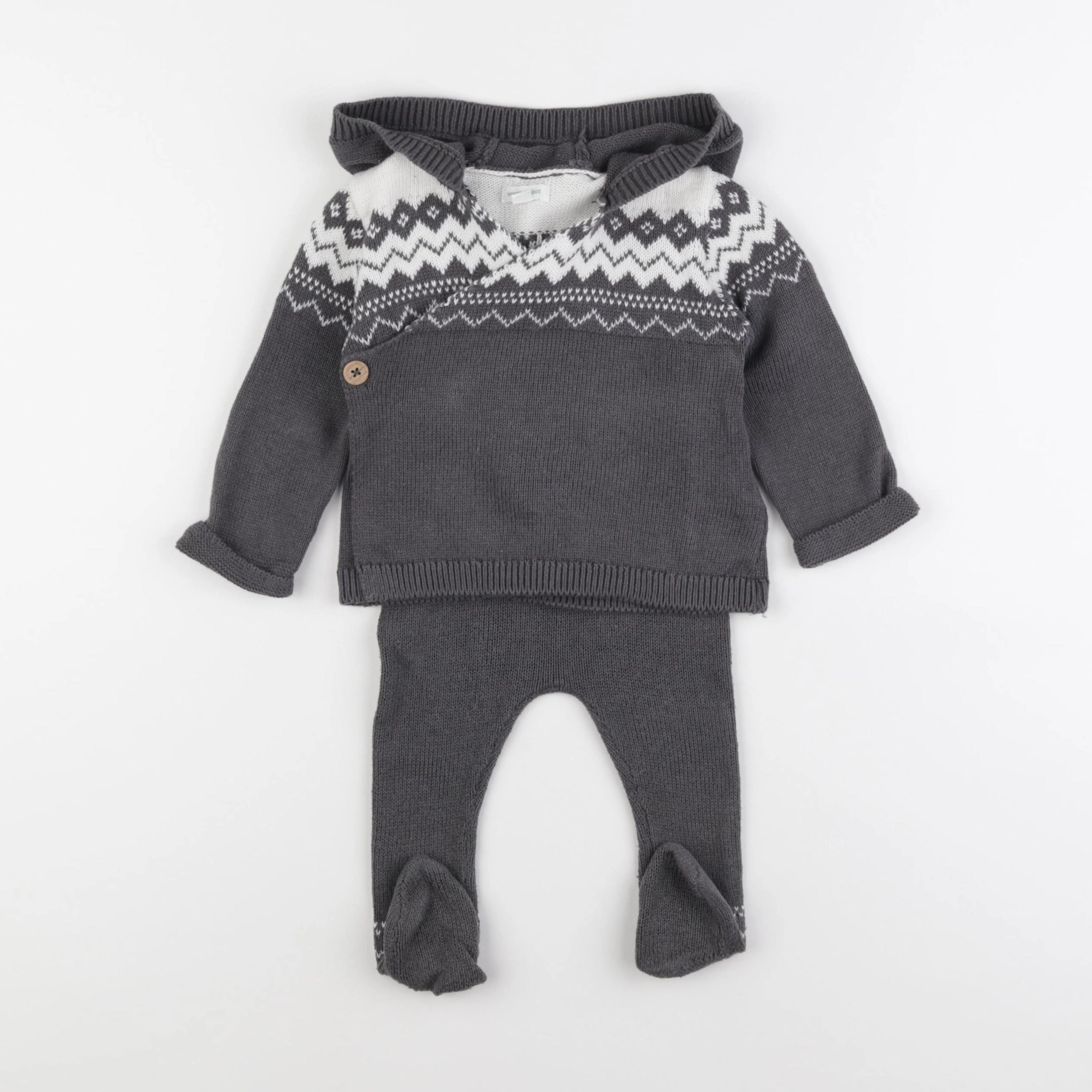 Vertbaudet - ensemble gris - 9 mois