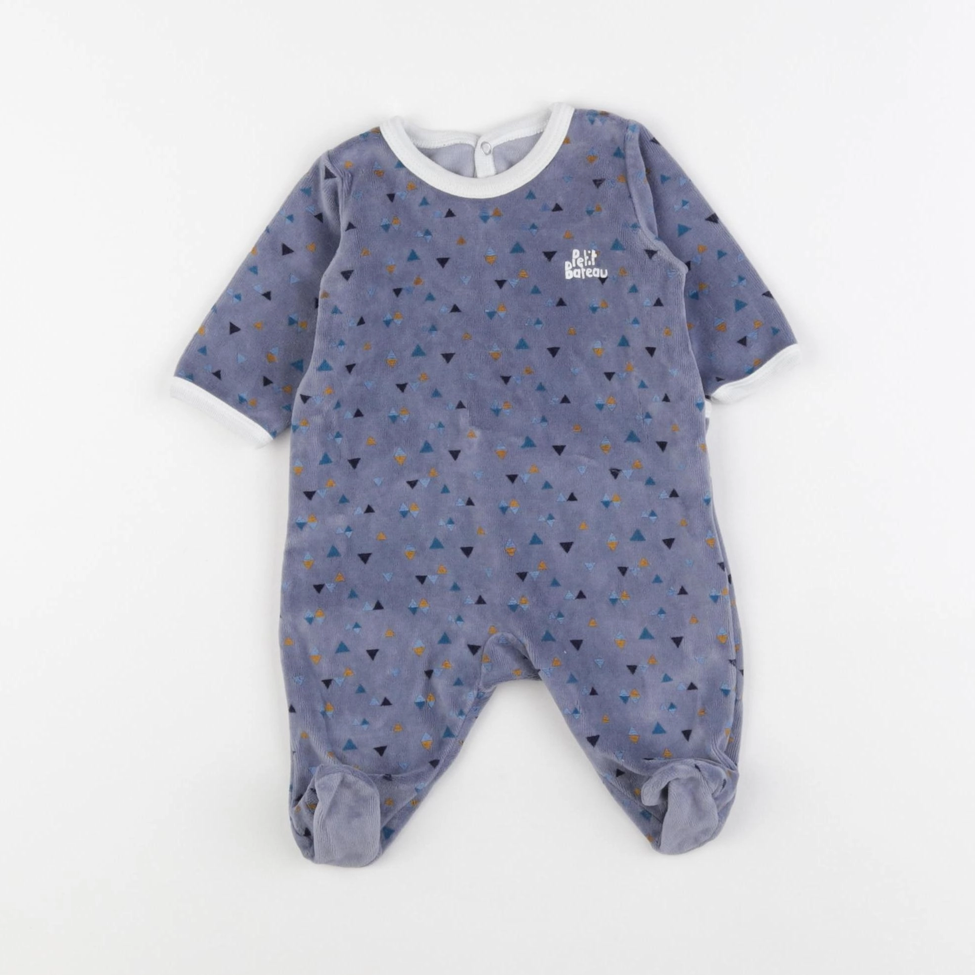 Petit Bateau - pyjama velours bleu - 1 mois