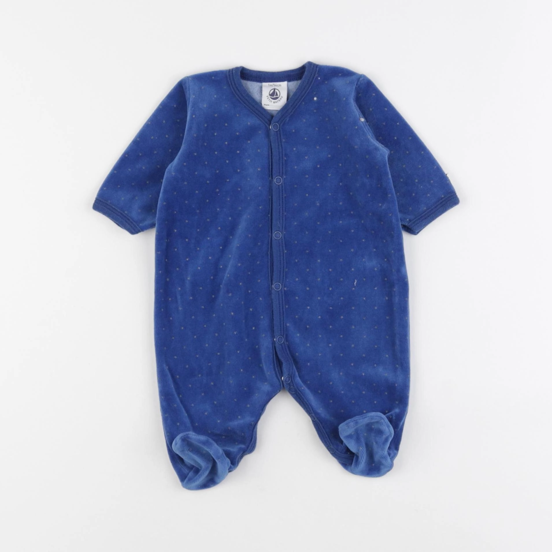 Petit Bateau - pyjama velours bleu - 1 mois