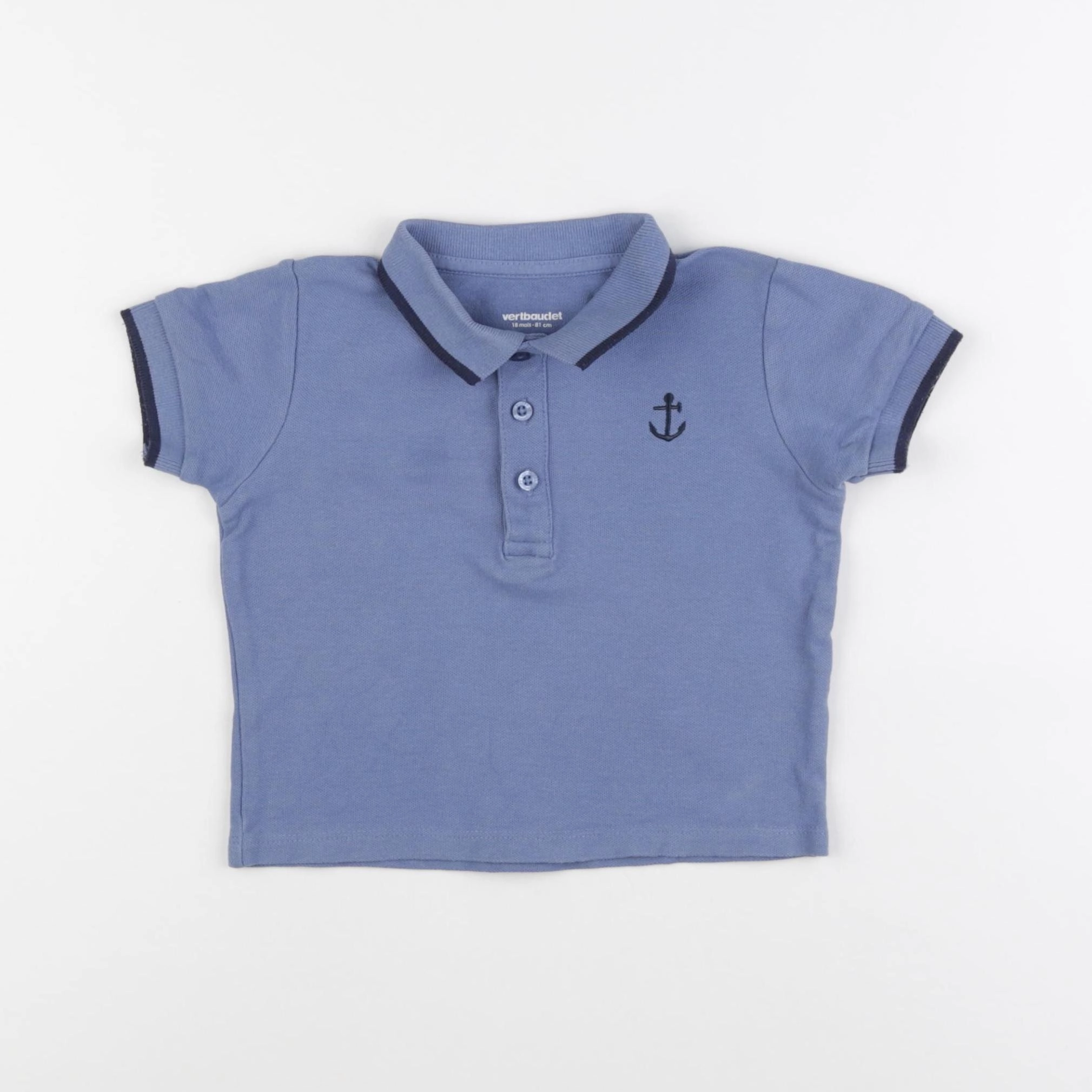Vertbaudet - polo bleu - 18 mois