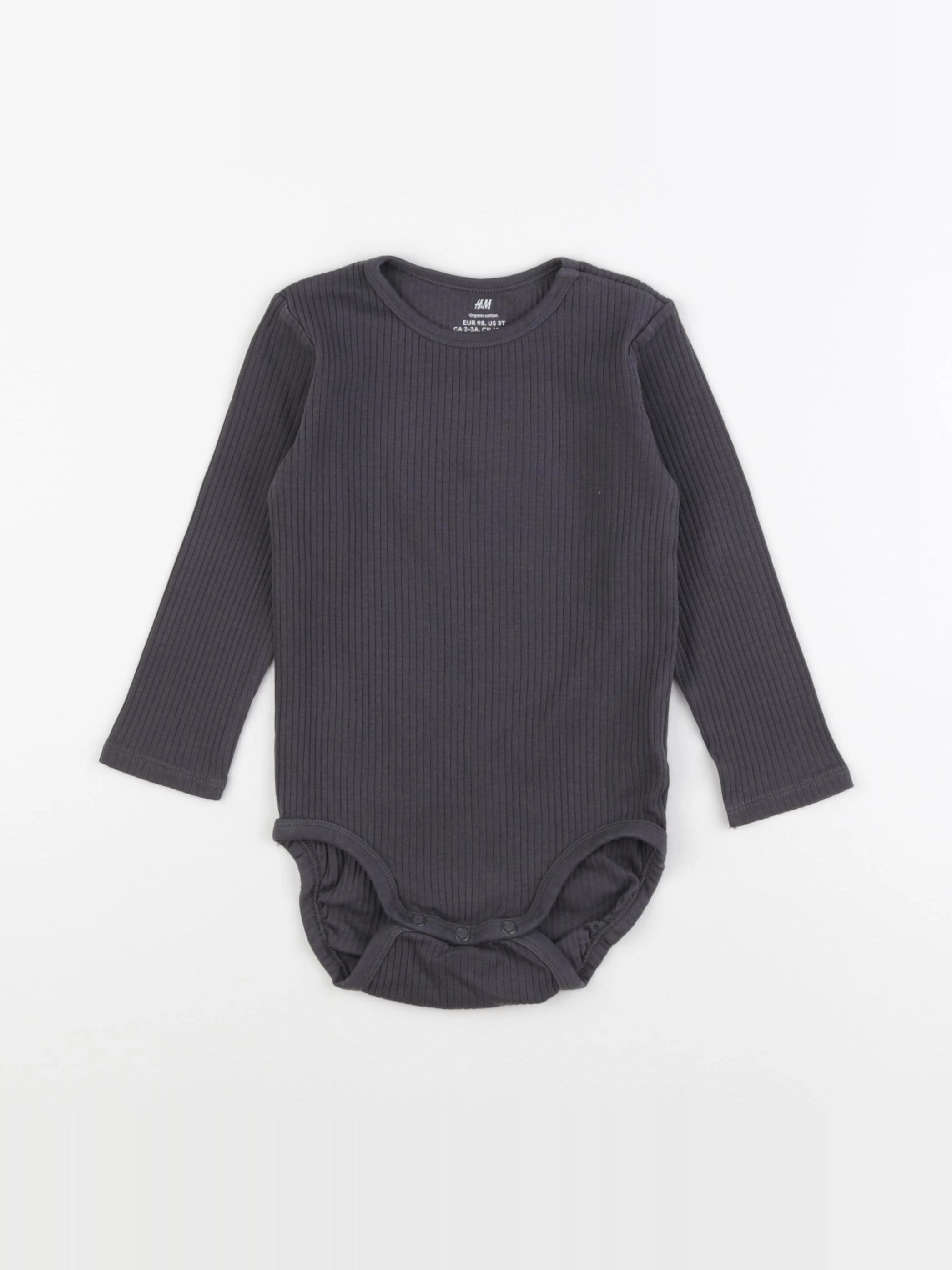 H&M - body gris - 2/3 ans