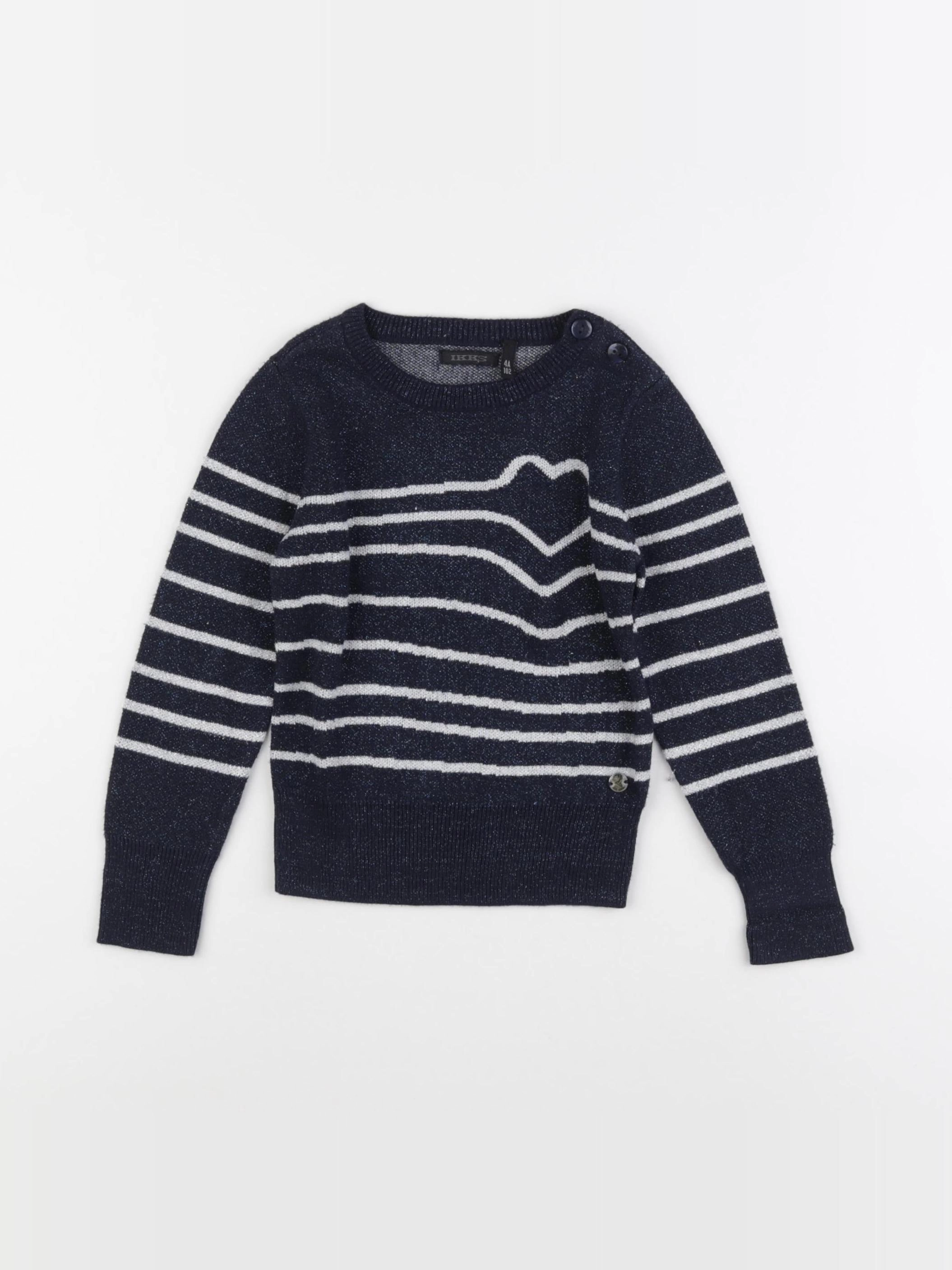 IKKS - pull bleu, argent - 4 ans