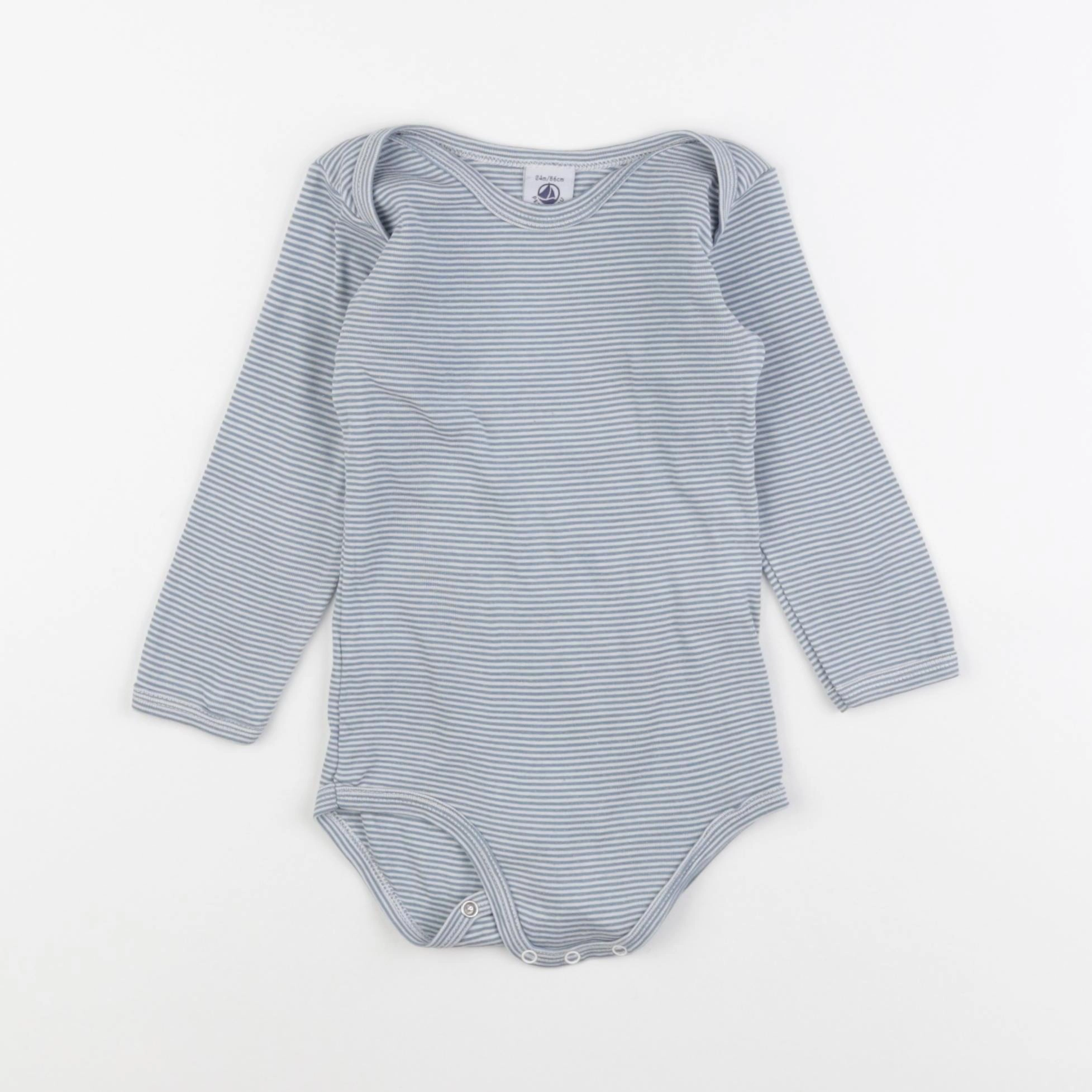 Petit Bateau - body bleu, blanc - 24 mois