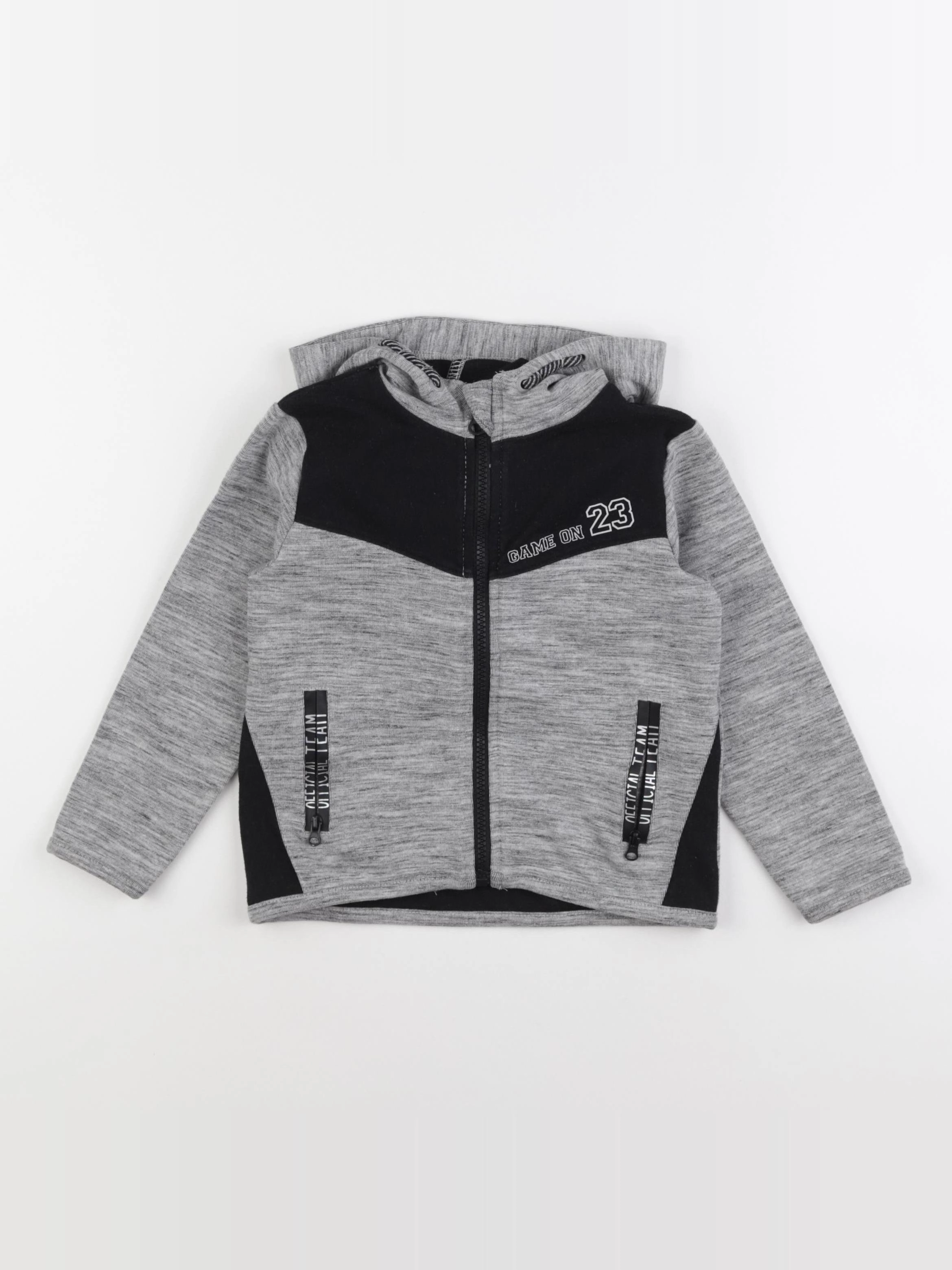 Vertbaudet - sweat gris, noir - 4 ans