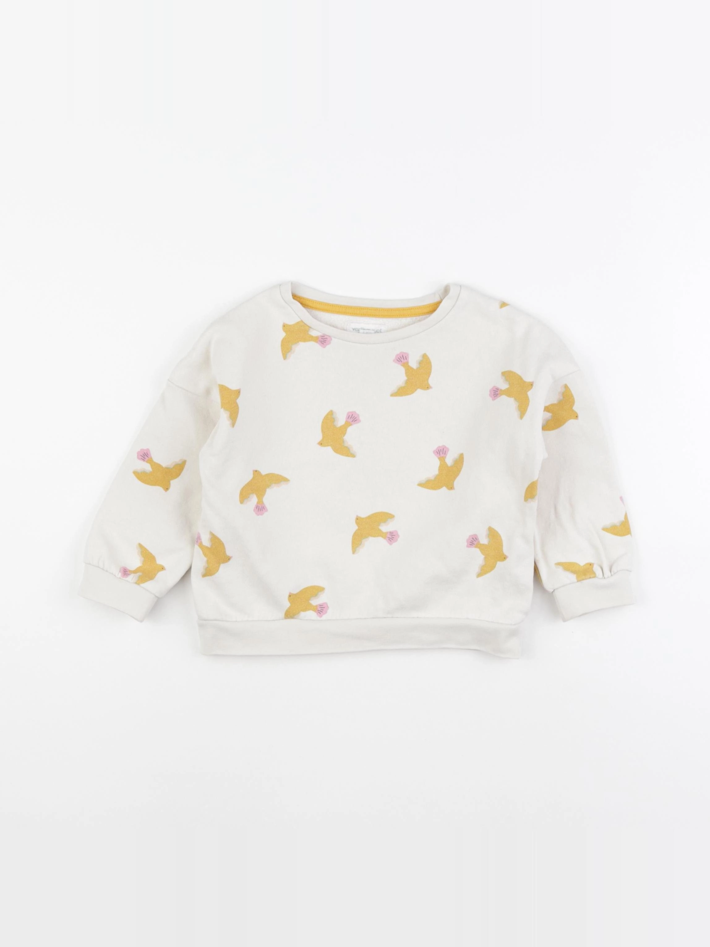 Vertbaudet - sweat beige, jaune - 2 ans