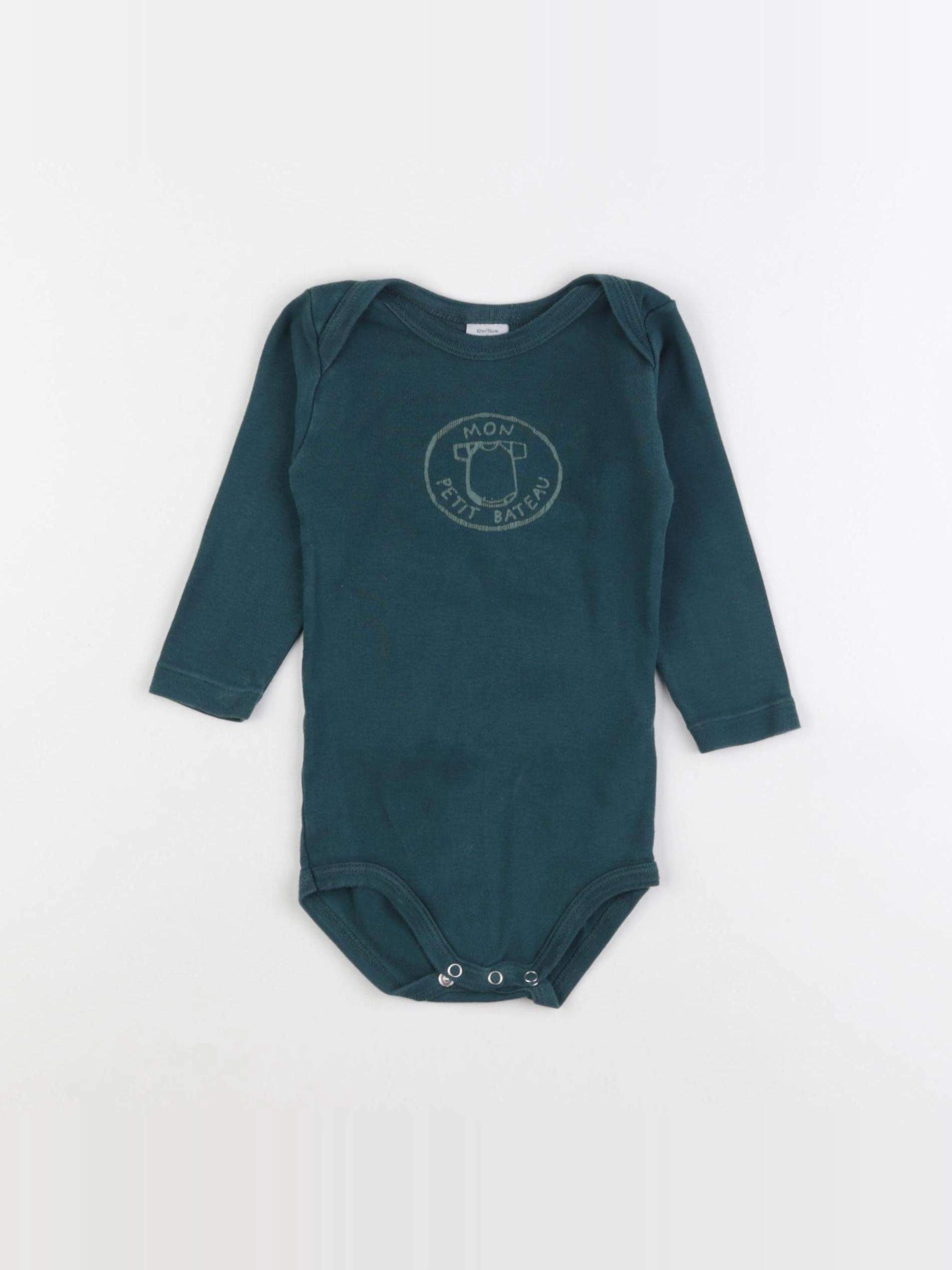 Petit Bateau - body vert - 12 mois