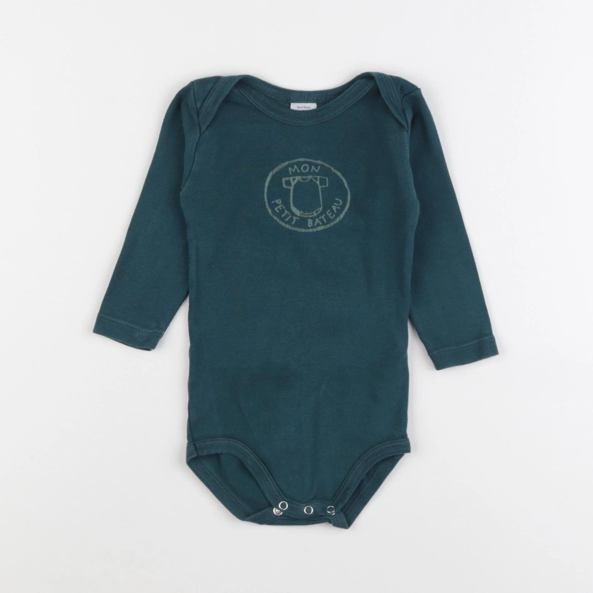 Petit Bateau - body vert - 12 mois