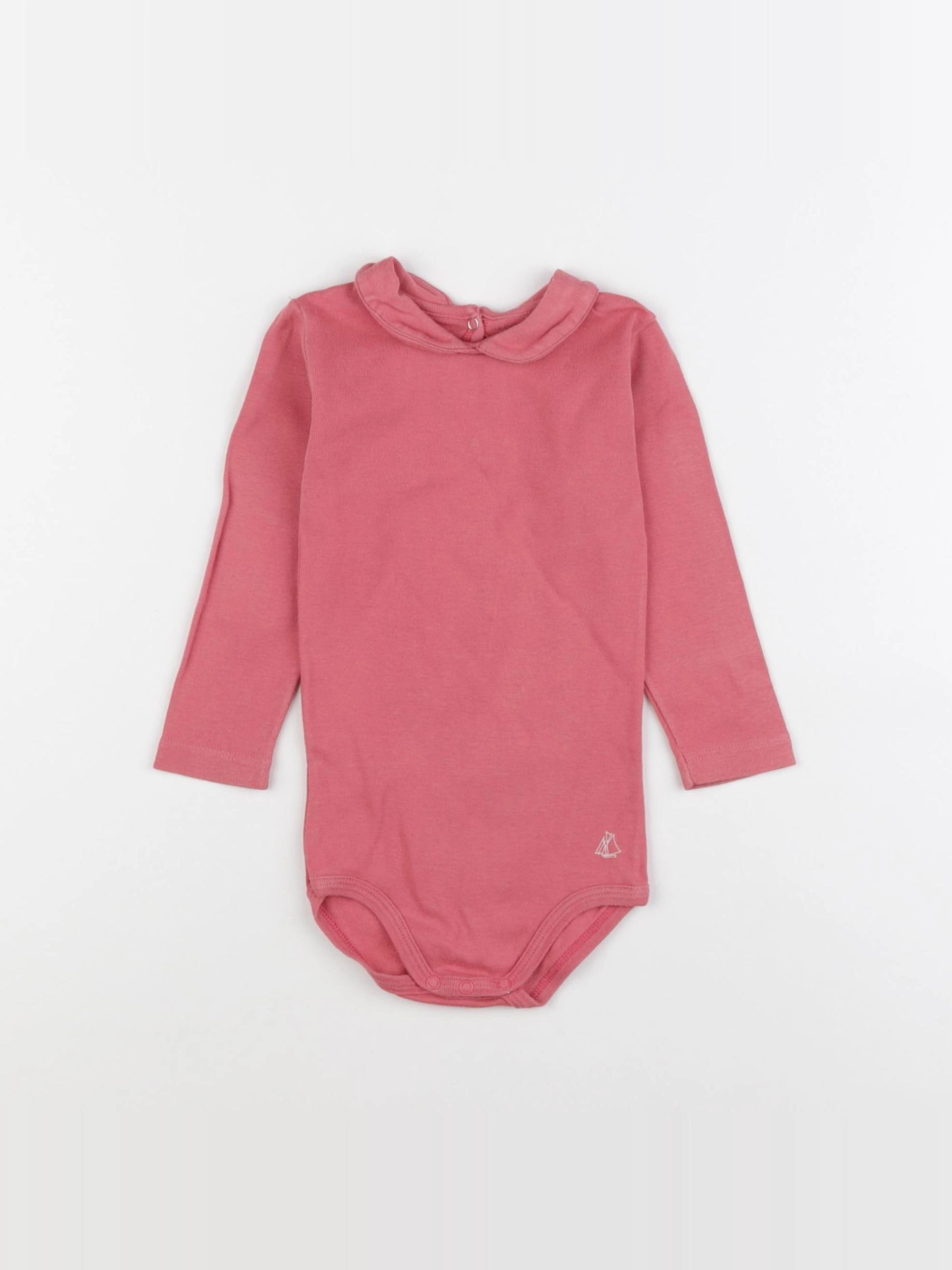 Petit Bateau - body à col rose - 12 mois