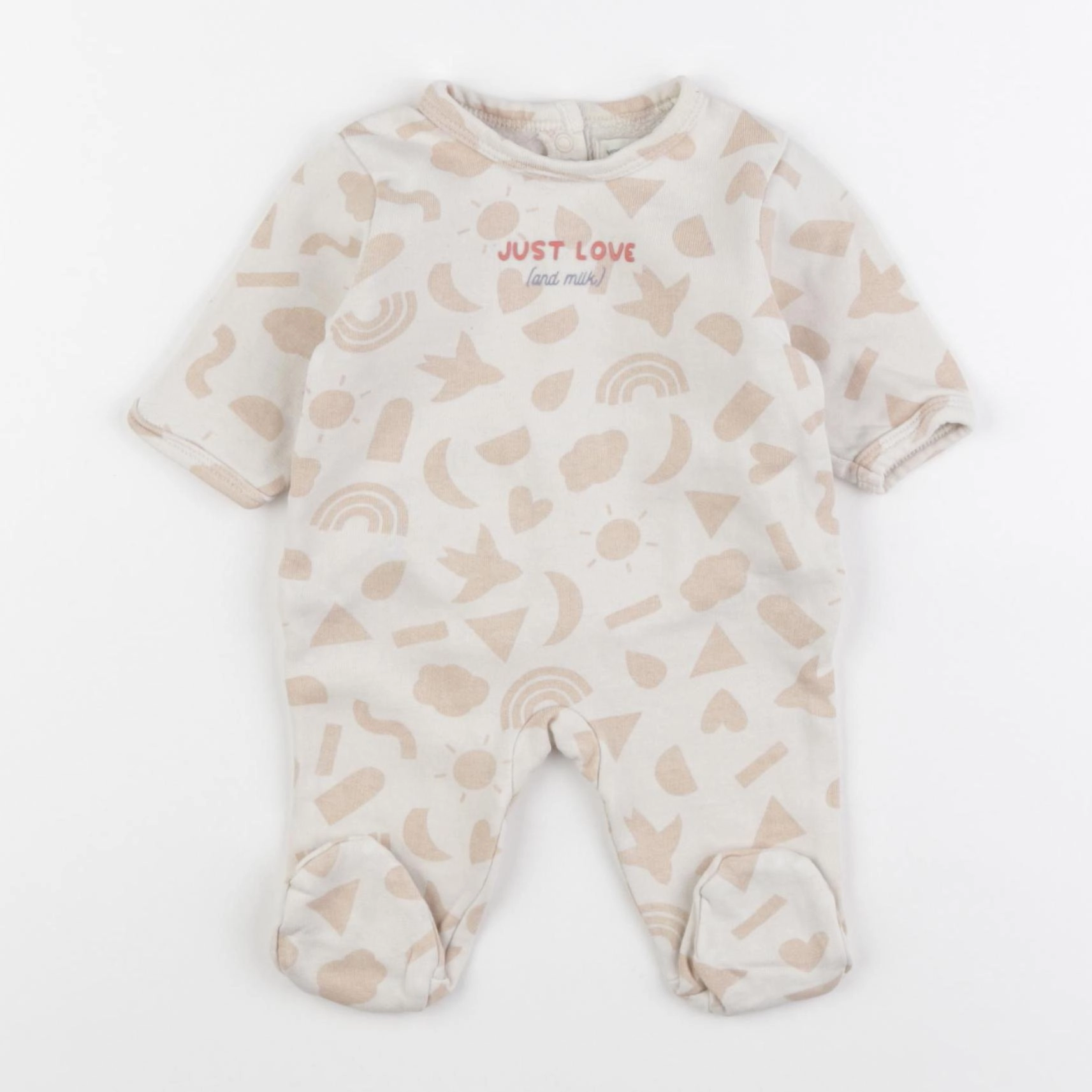 Vertbaudet - pyjama coton beige - 1 mois