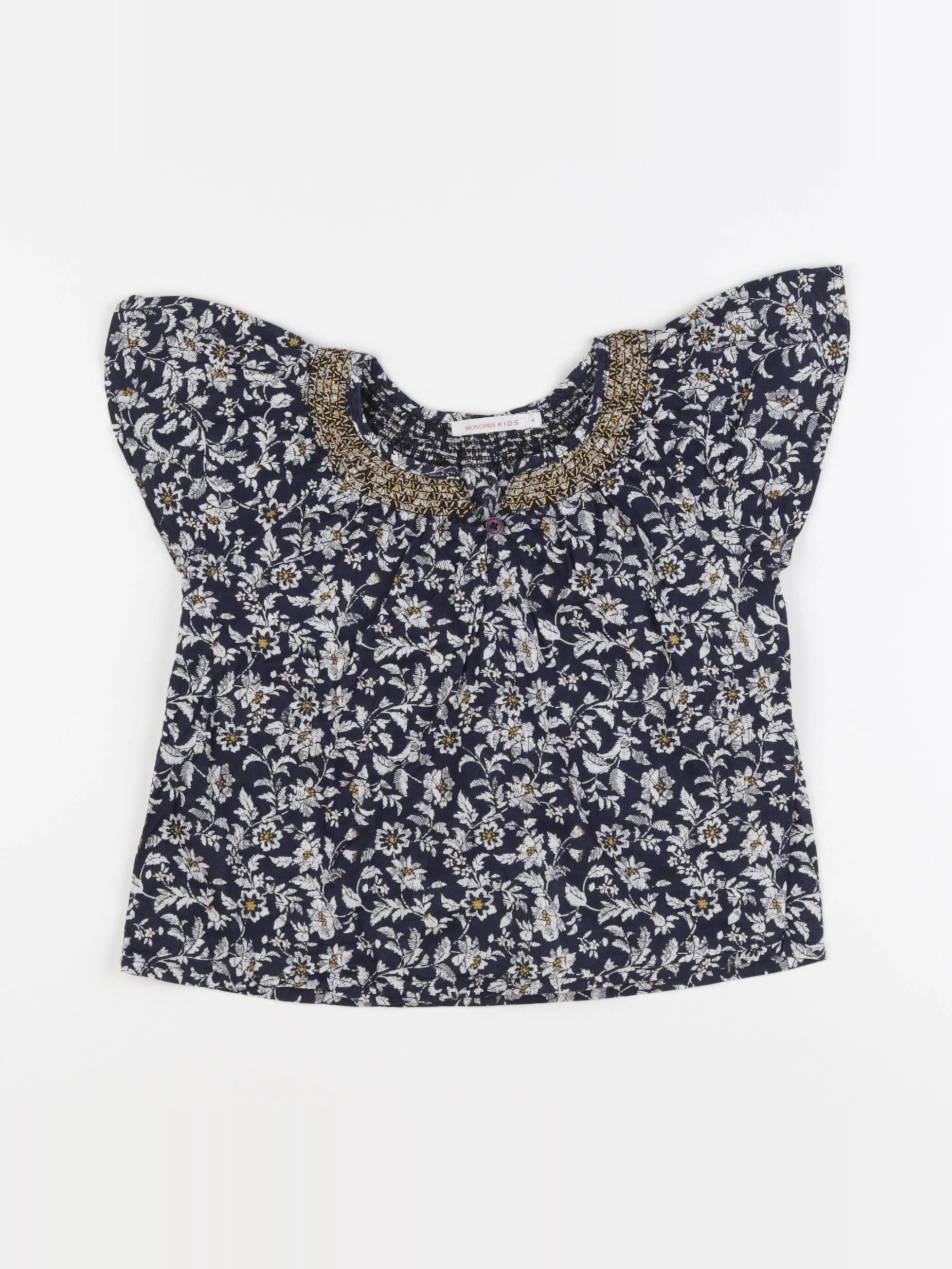 Monoprix - blouse blanc, bleu - 4 ans
