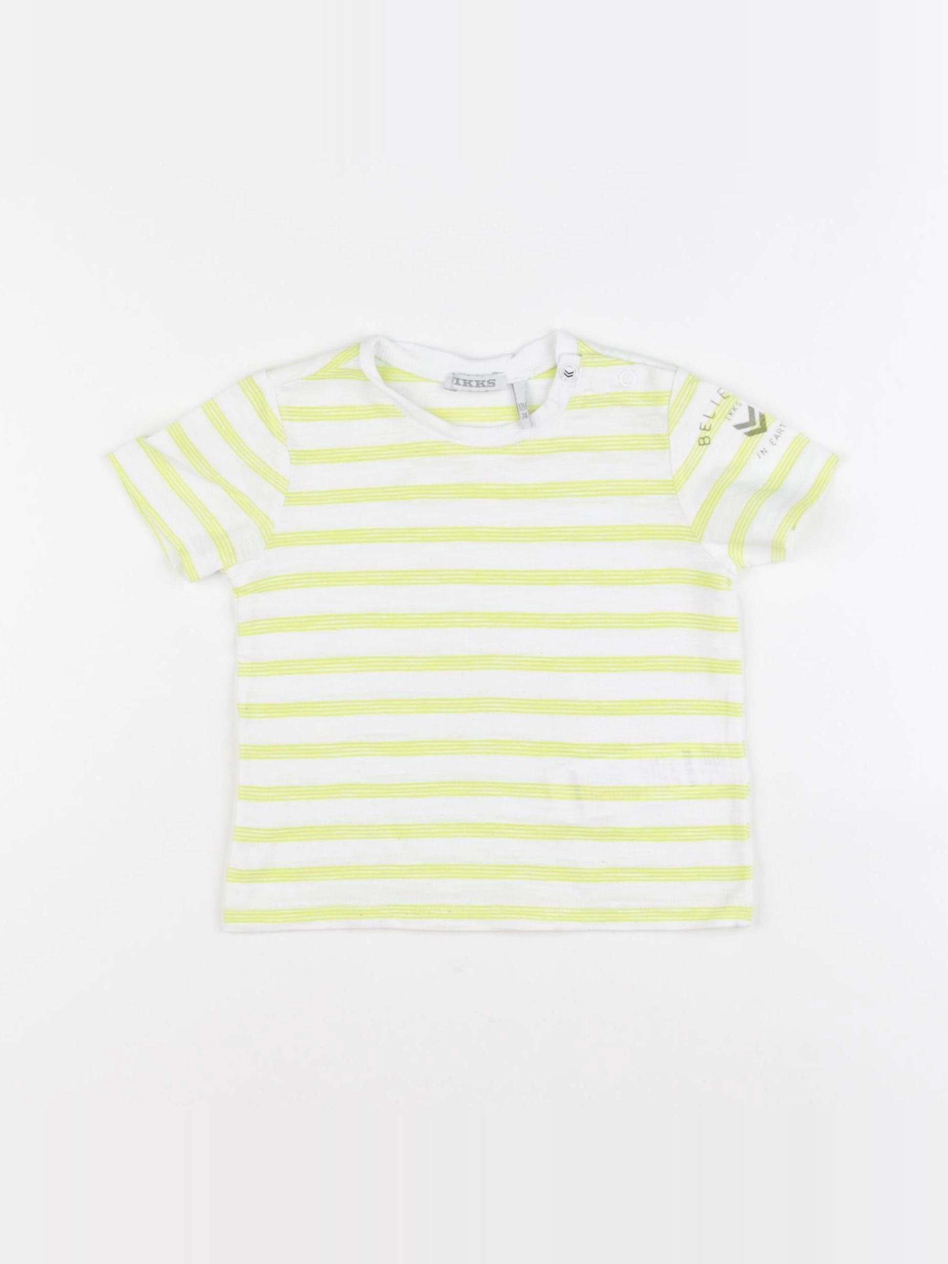 IKKS - tee-shirt blanc, jaune - 12 mois
