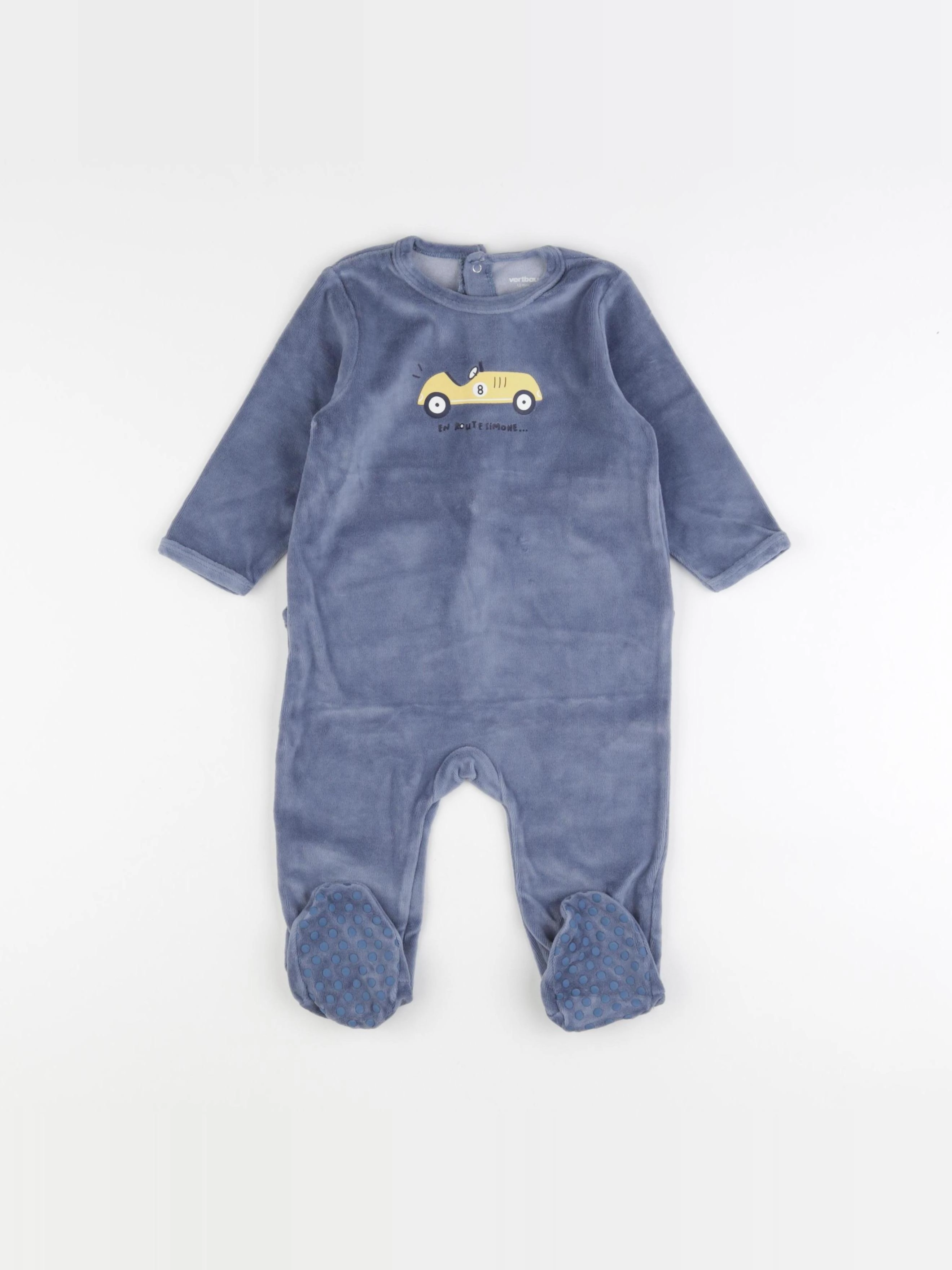 Vertbaudet - pyjama velours bleu - 12 mois