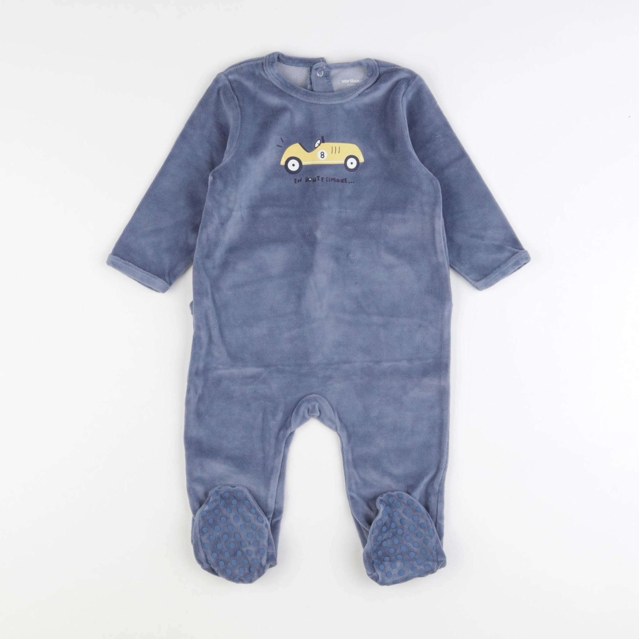 Vertbaudet - pyjama velours bleu - 12 mois