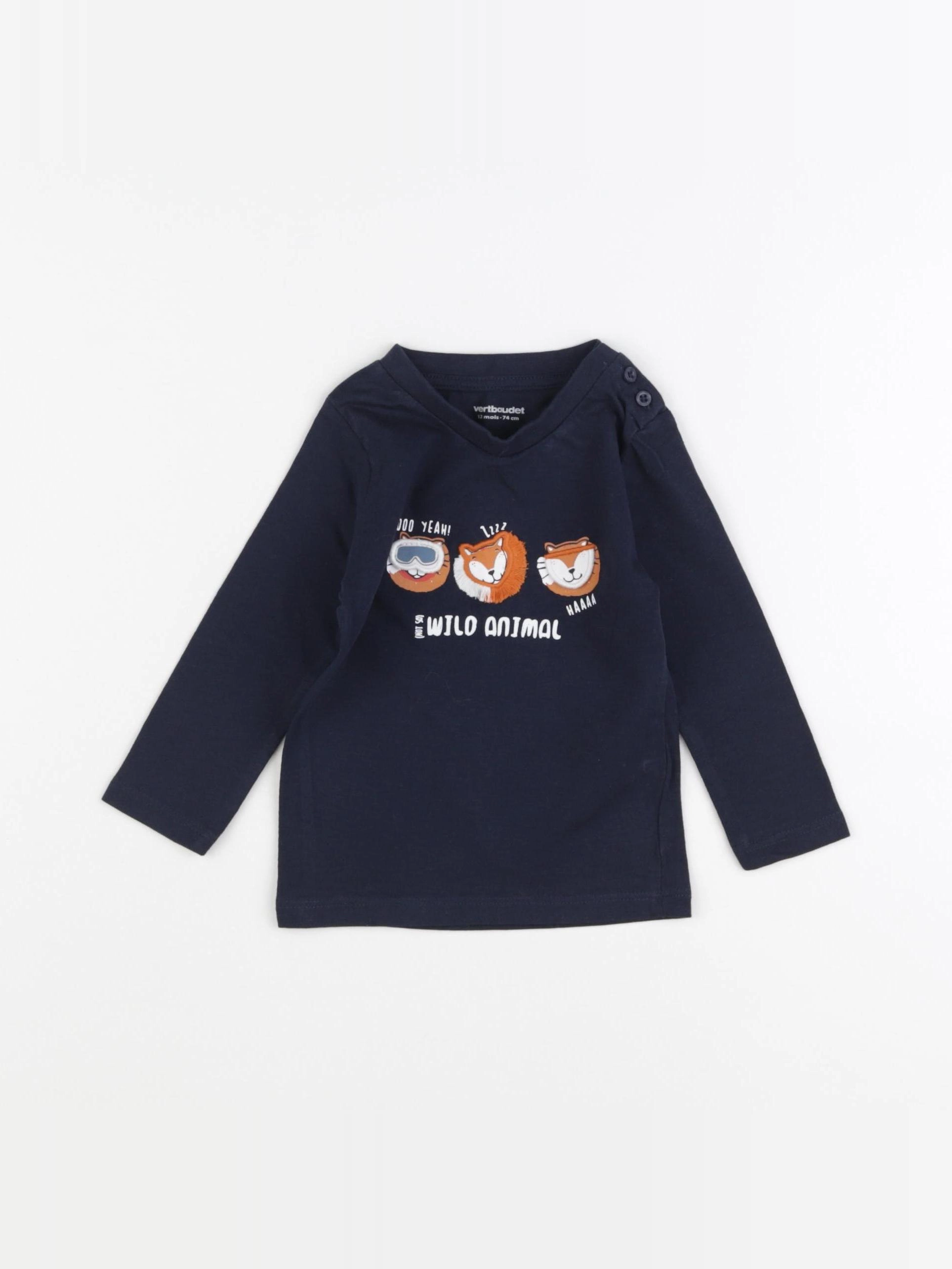 Vertbaudet - tee-shirt bleu - 12 mois