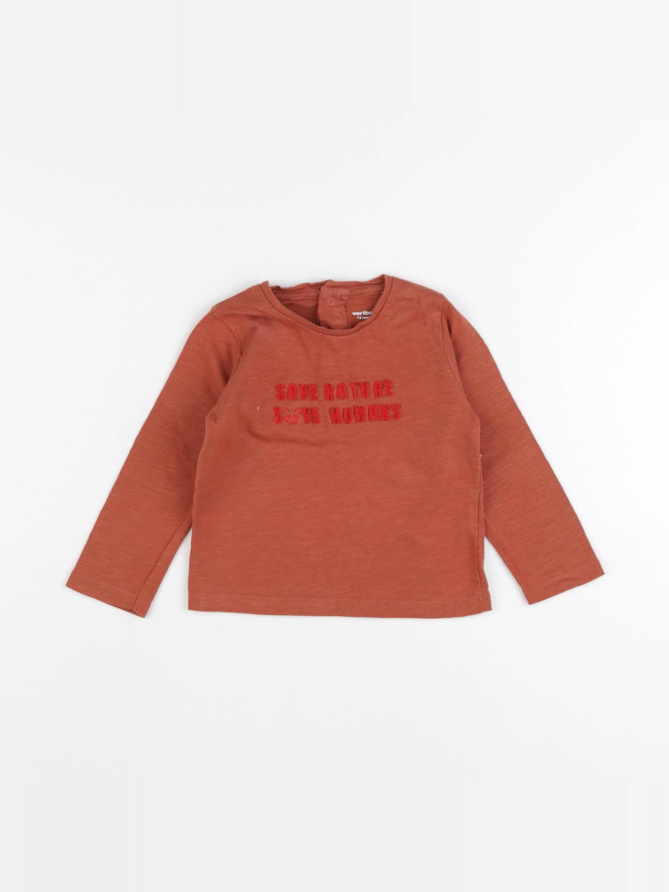 Vertbaudet - tee-shirt marron - 12 mois