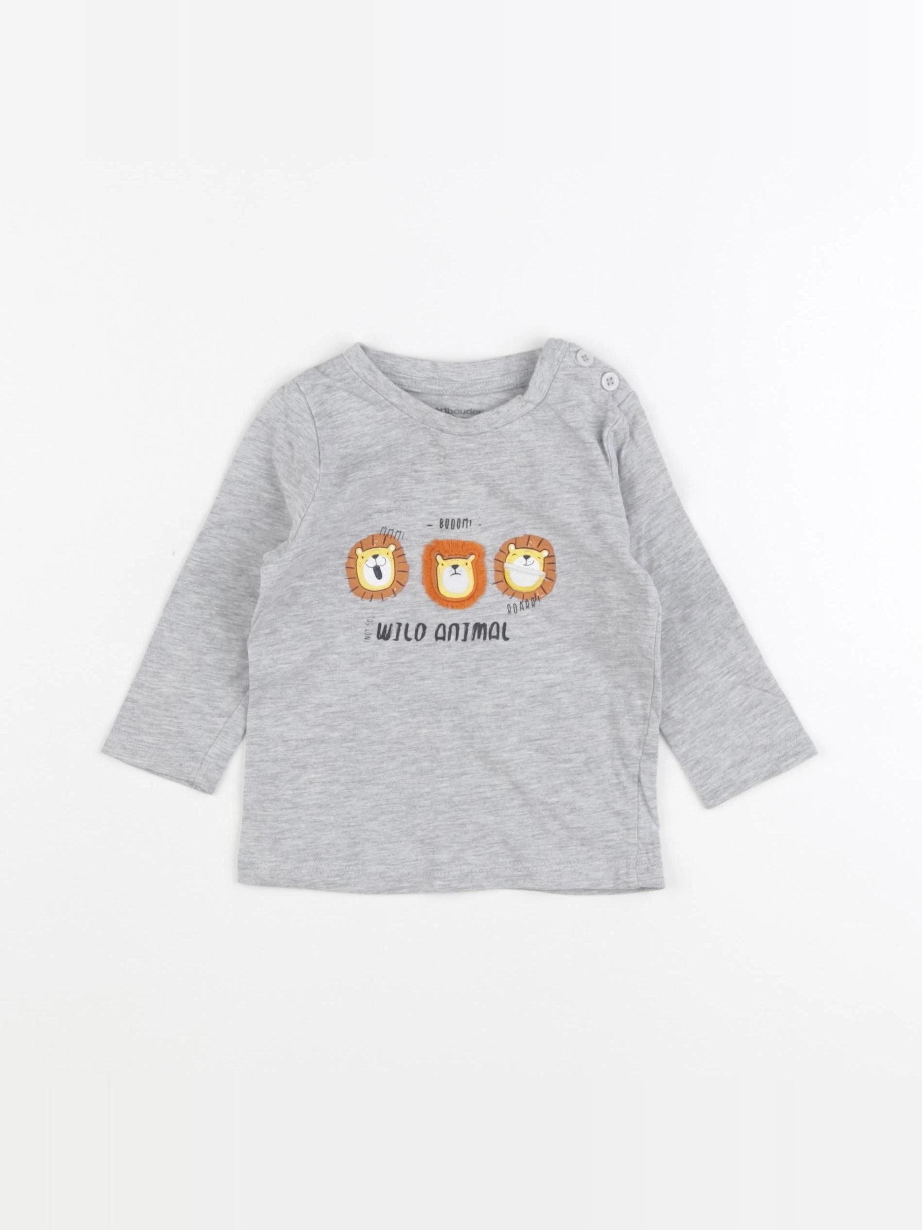 Vertbaudet - tee-shirt gris - 9 mois