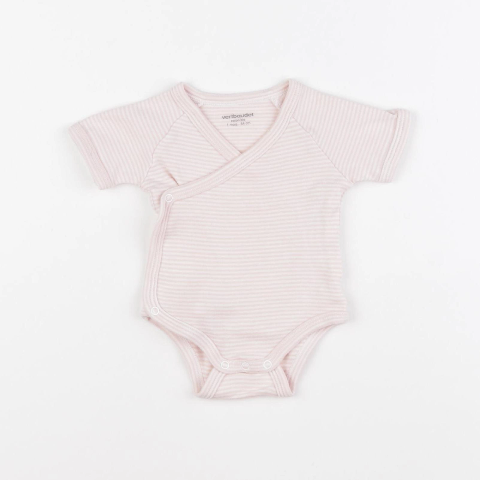 Vertbaudet - body rose, blanc - 1 mois